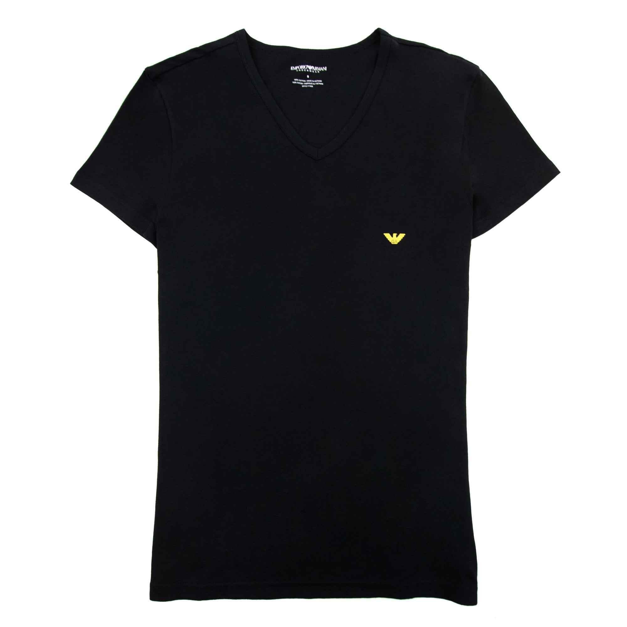 Emporio Armani Eagle Logo V Neck T Shirt Black