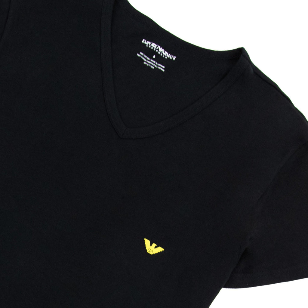 Emporio Armani Eagle Logo V Neck T Shirt Black