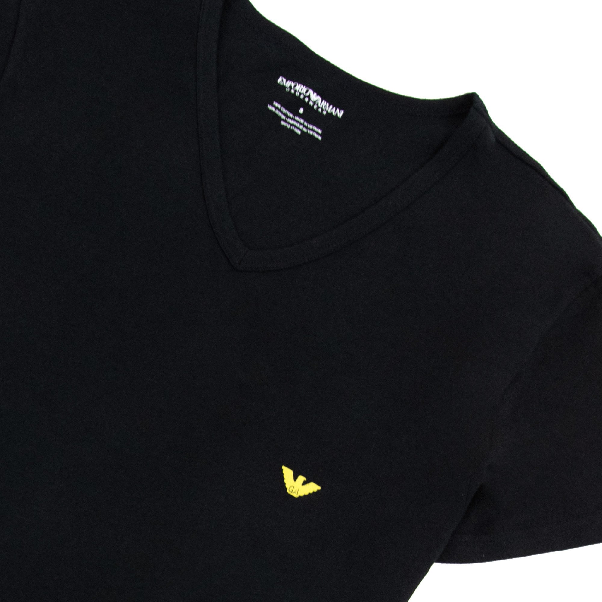 Emporio Armani Eagle Logo V Neck T Shirt Black
