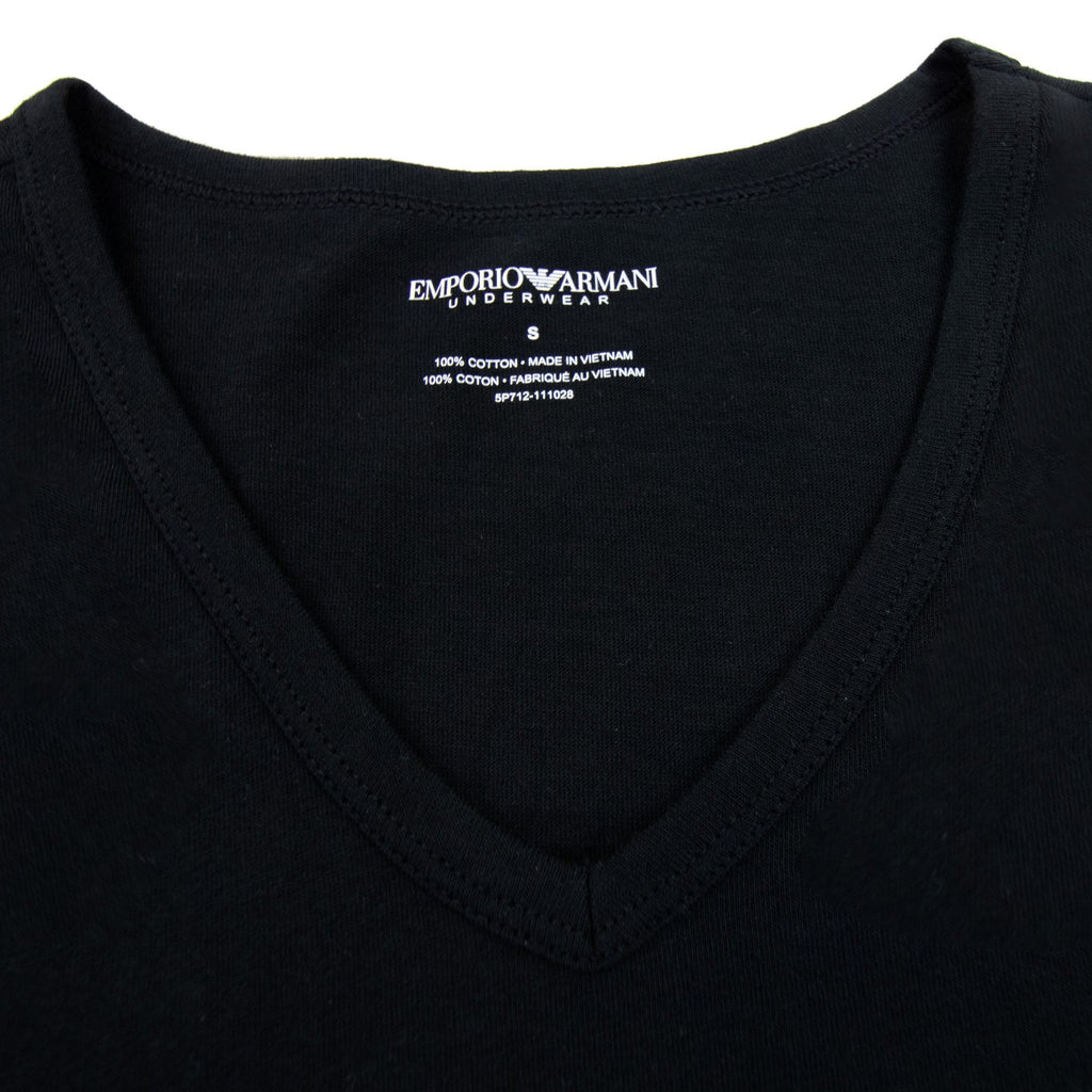 Emporio Armani Eagle Logo V Neck T Shirt Black
