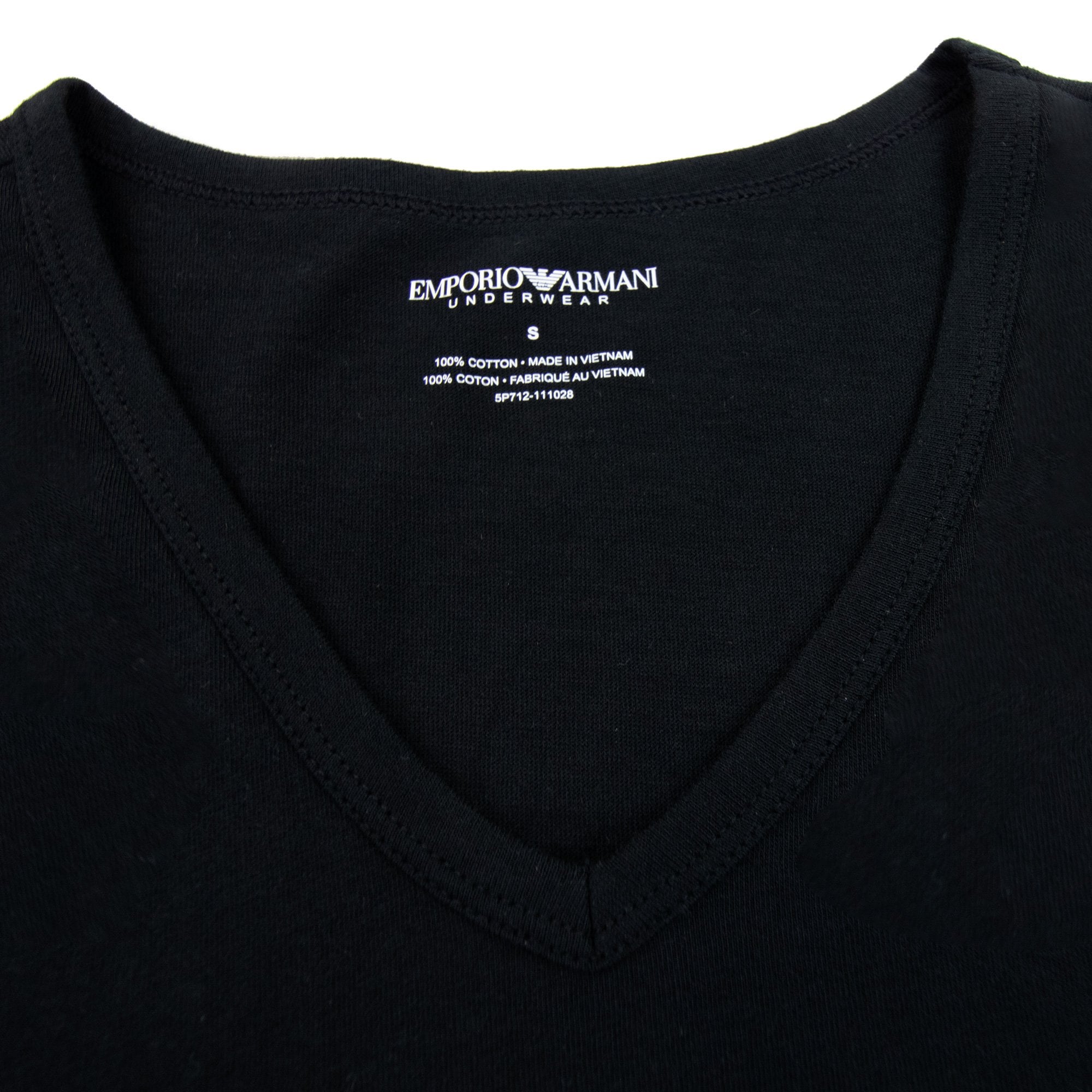 Emporio Armani Eagle Logo V Neck T Shirt Black