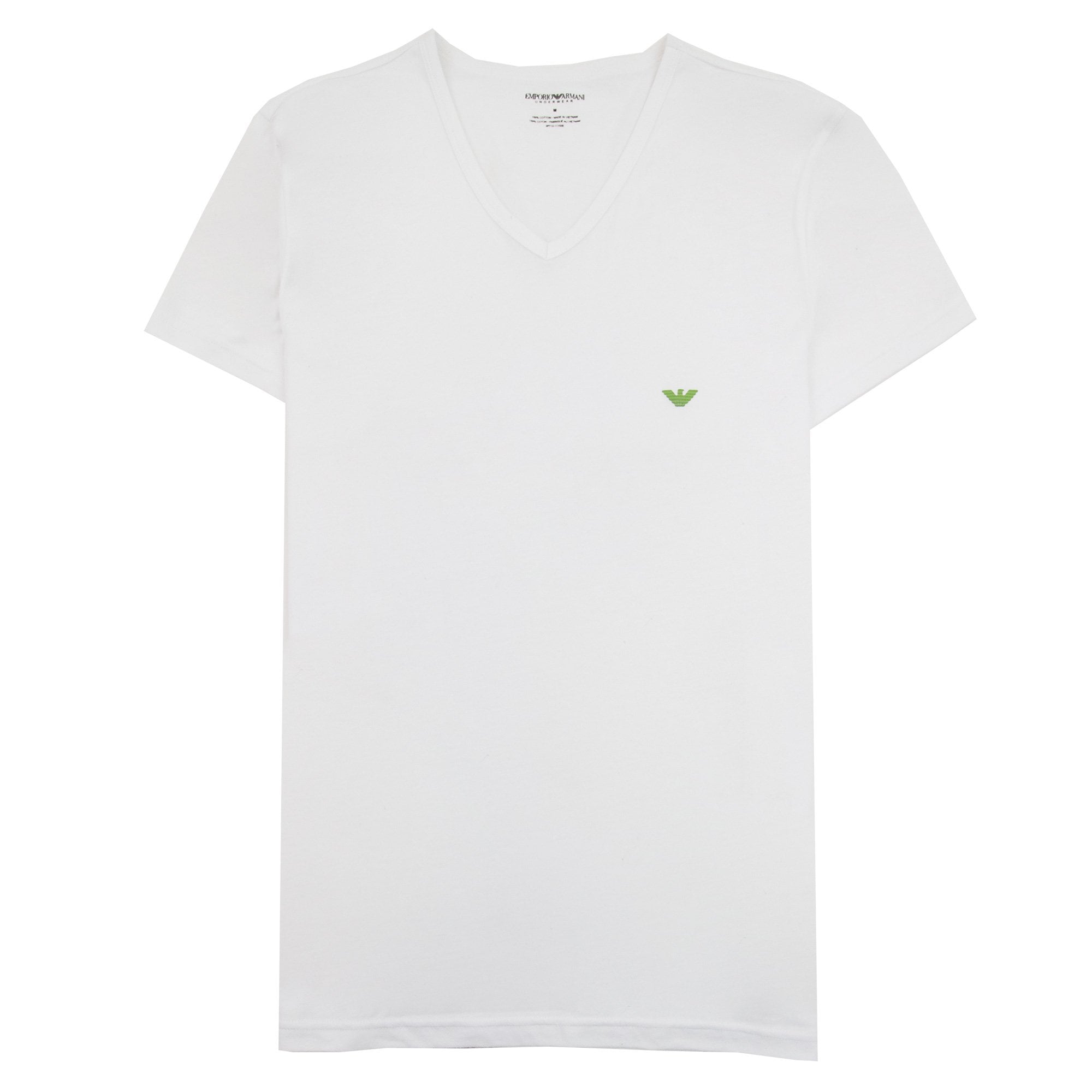 Emporio Armani V Neck Logo T Shirt White