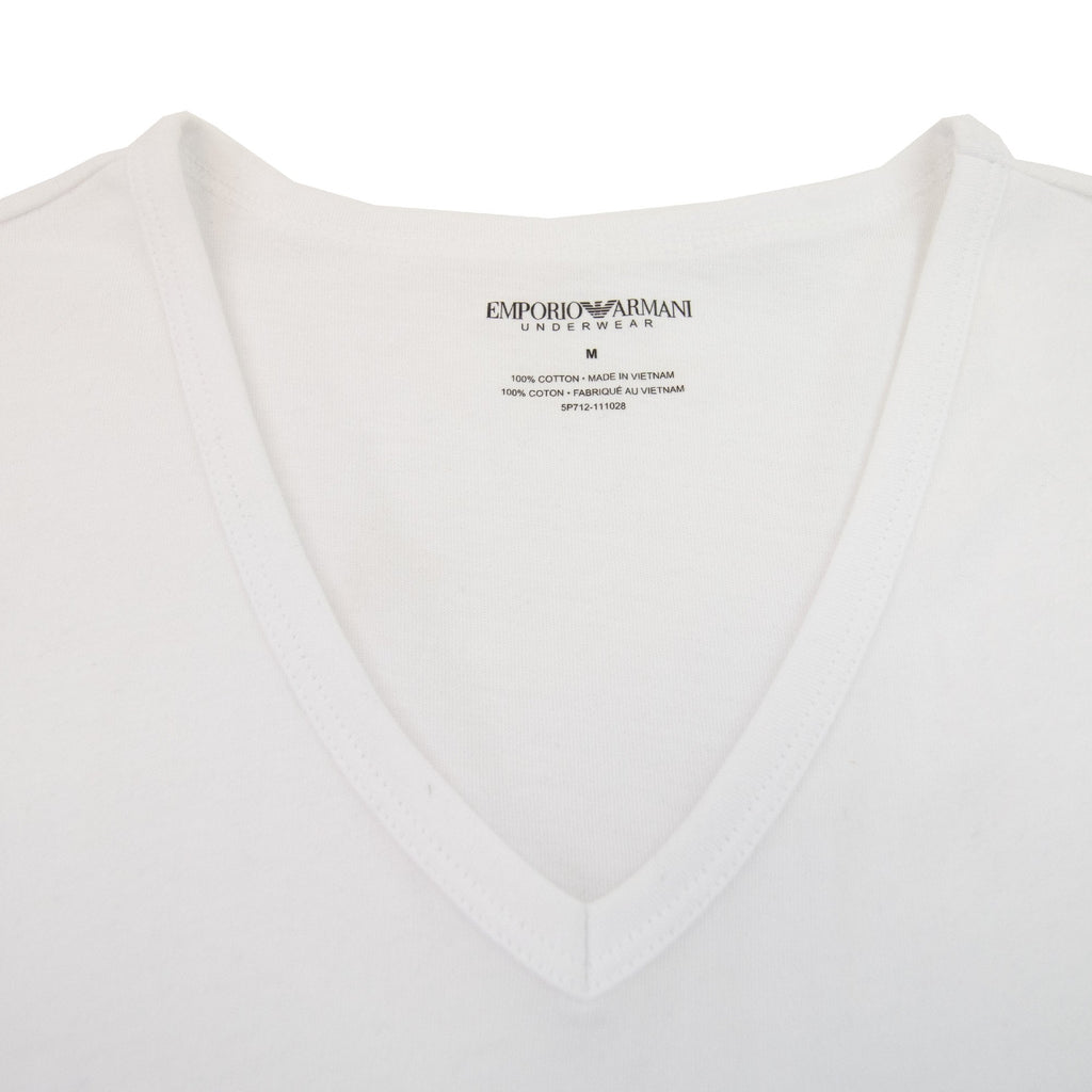 Emporio Armani V Neck Logo T Shirt White
