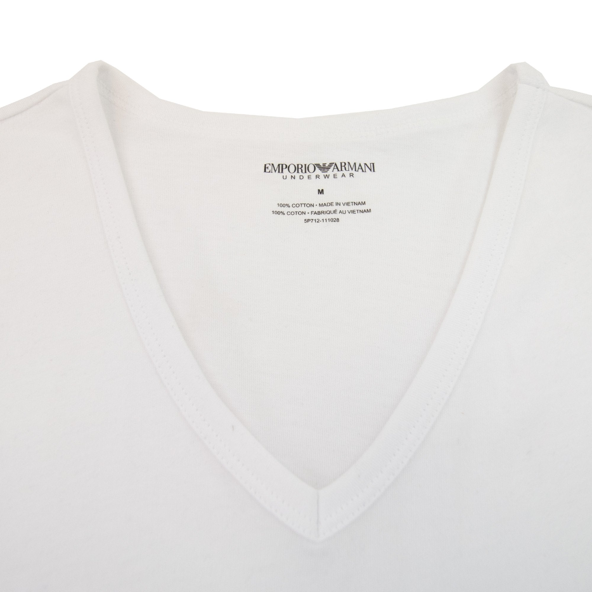Emporio Armani V Neck Logo T Shirt White