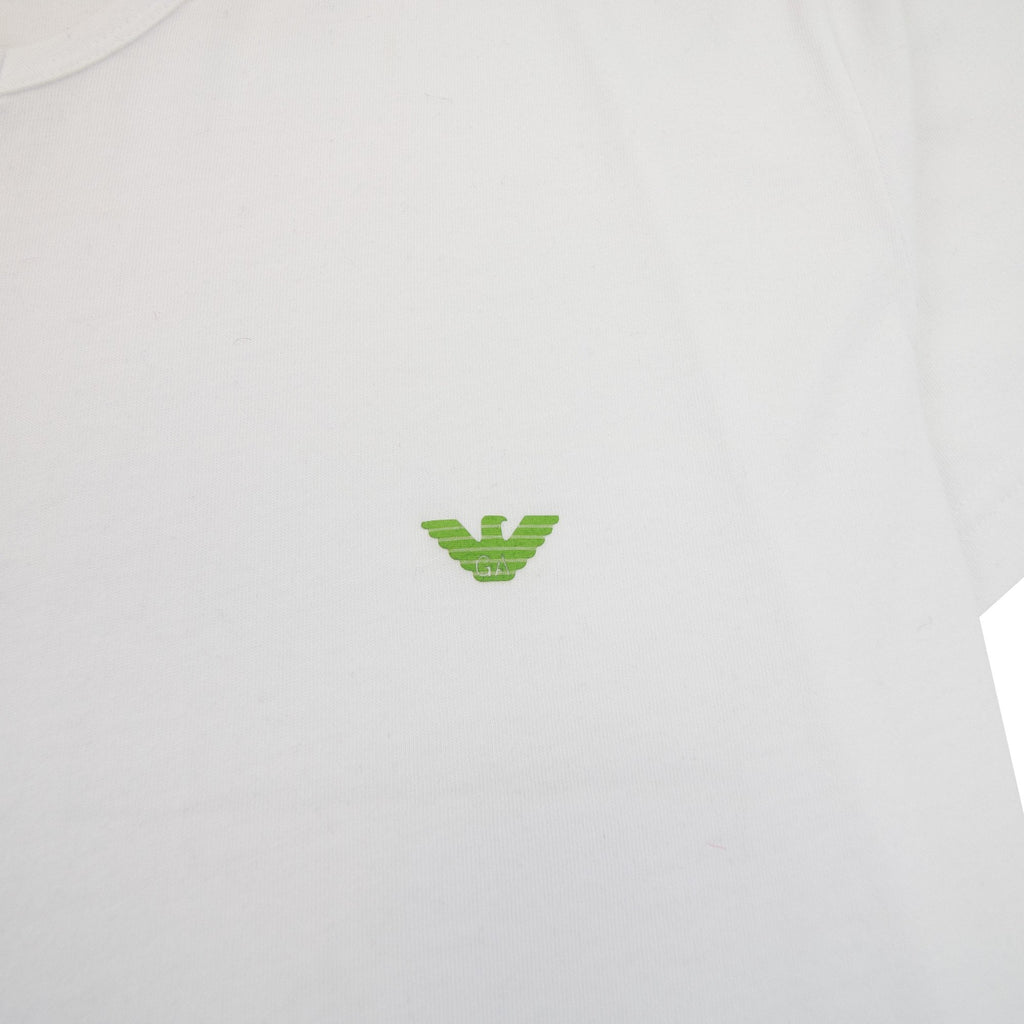 Emporio Armani V Neck Logo T Shirt White