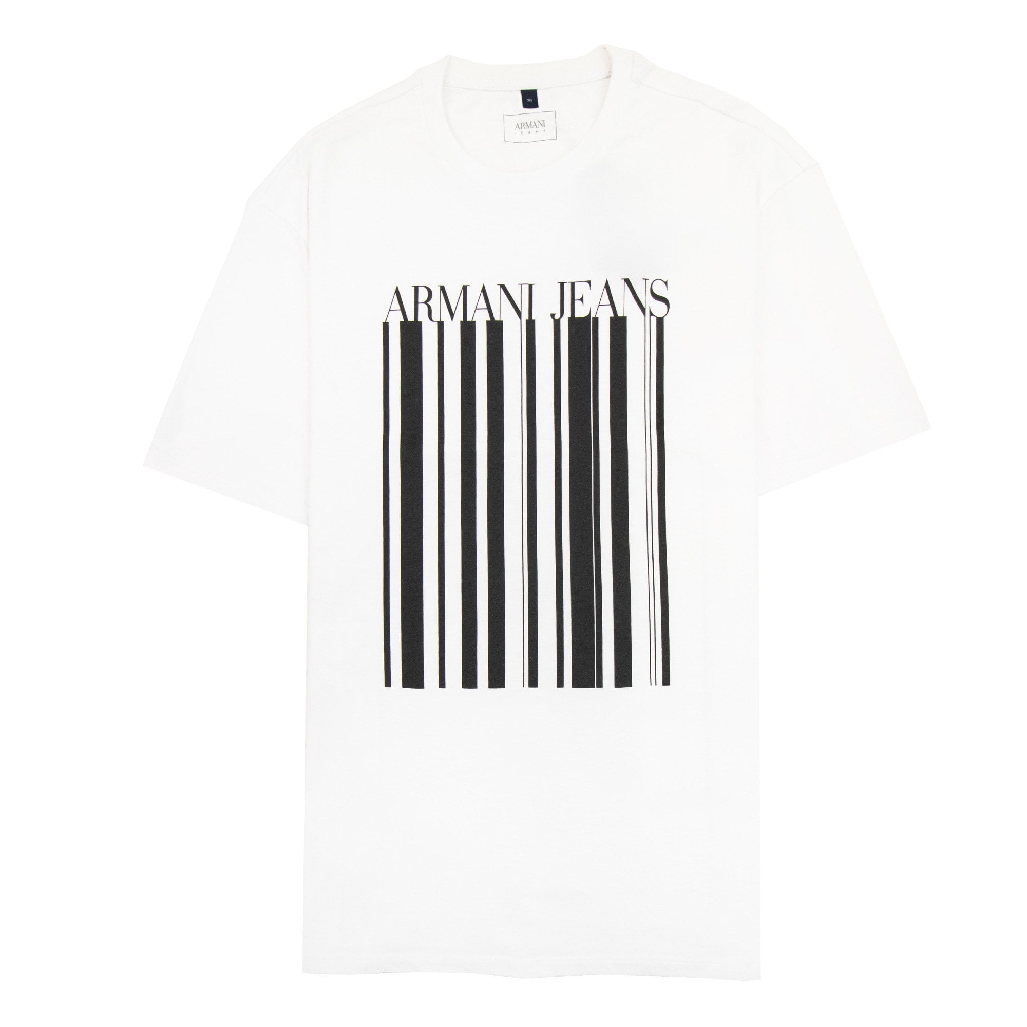 Armani Jeans Barcode Print Logo T Shirt White