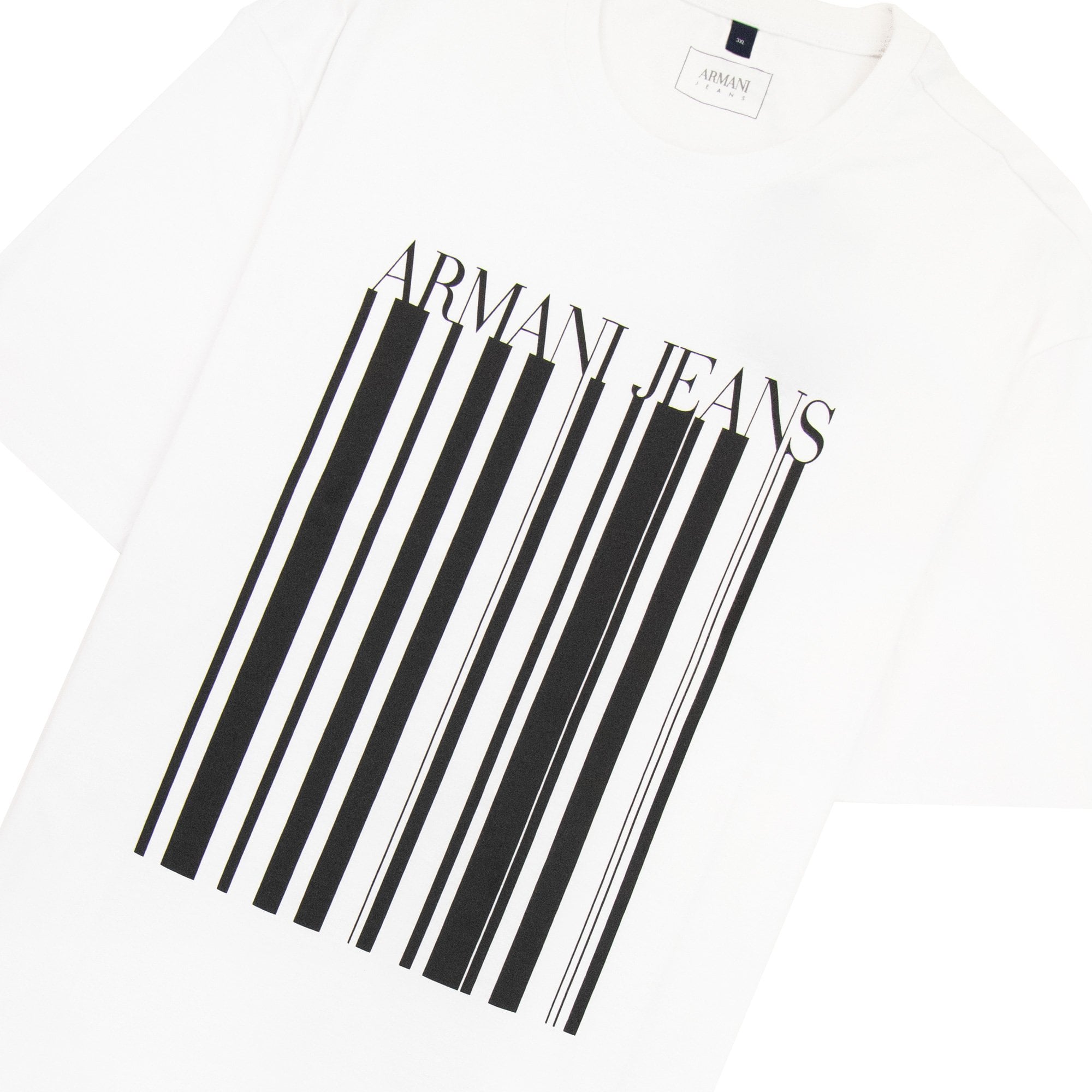 Armani Jeans Barcode Print Logo T Shirt White
