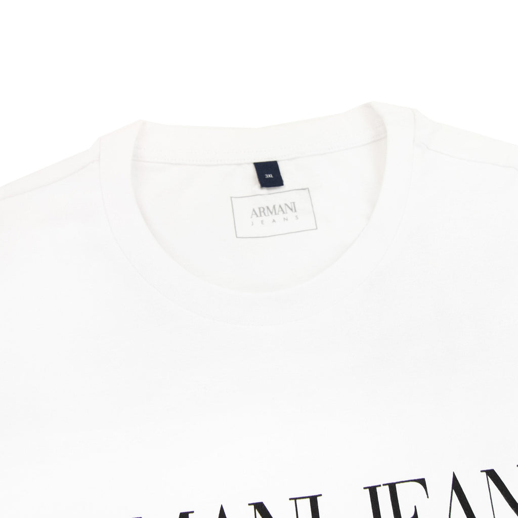 Armani Jeans Barcode Print Logo T Shirt White