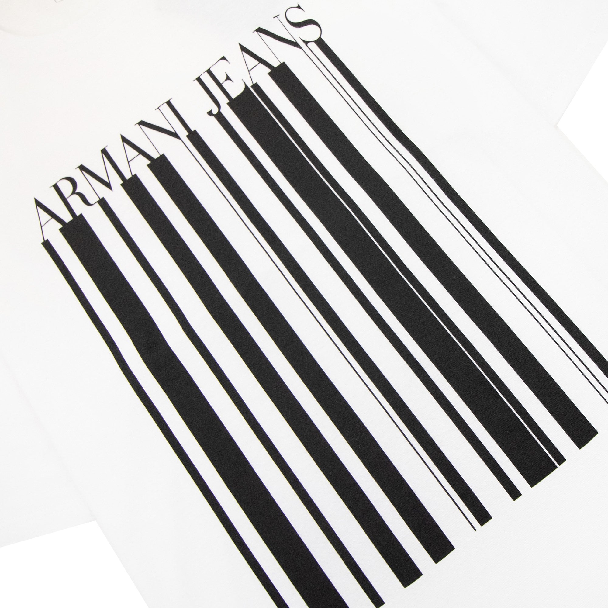 Armani Jeans Barcode Print Logo T Shirt White