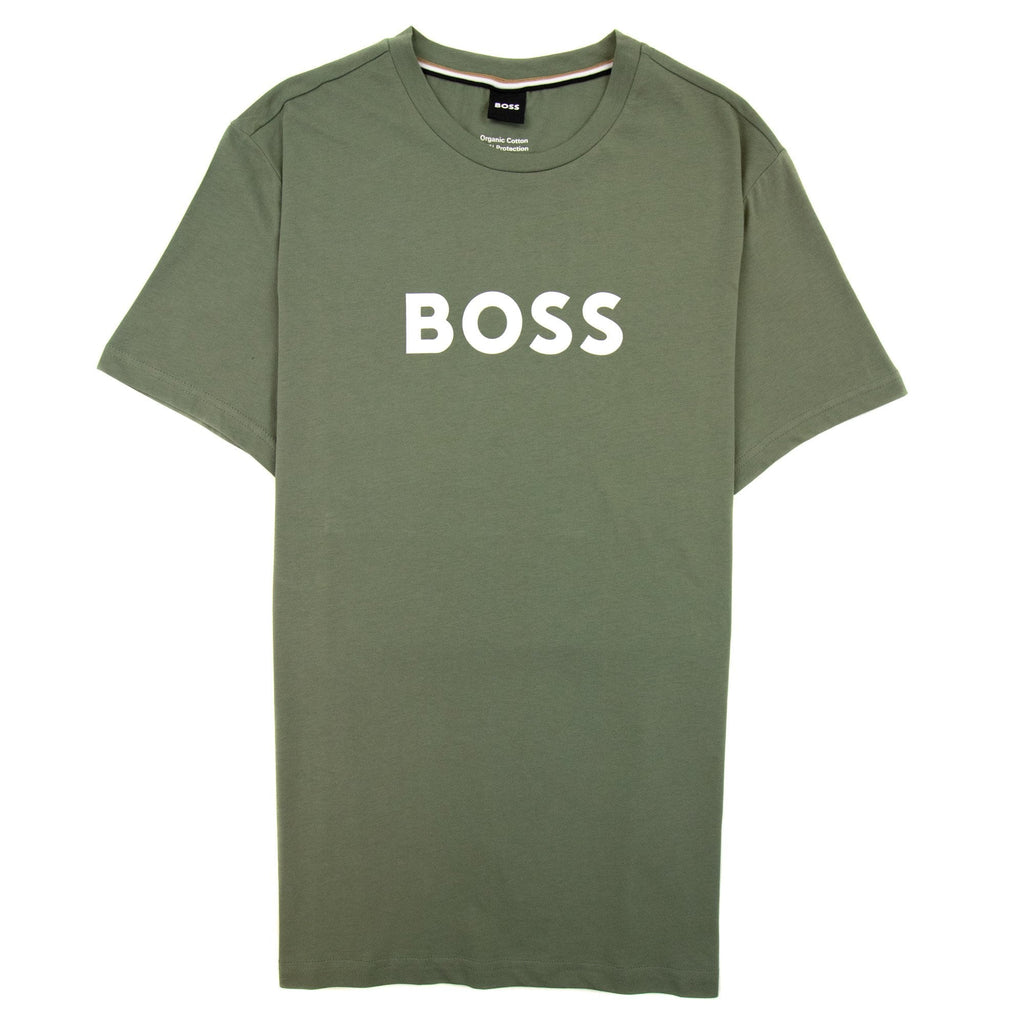 Hugo Boss Organic-cotton T-shirt With Contrast Logo Khaki
