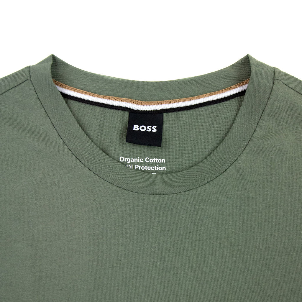 Hugo Boss Organic-cotton T-shirt With Contrast Logo Khaki