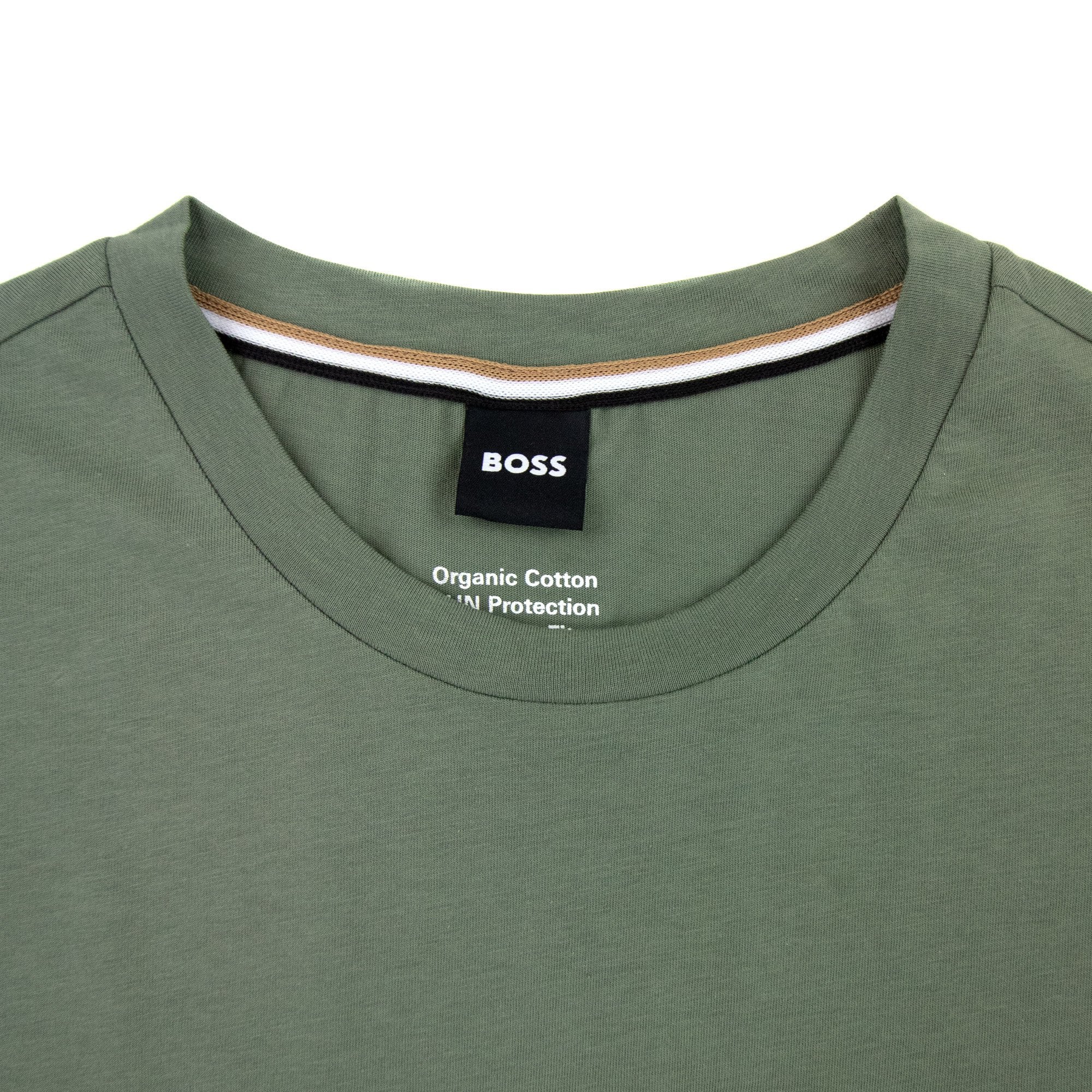 Hugo Boss Organic-cotton T-shirt With Contrast Logo Khaki
