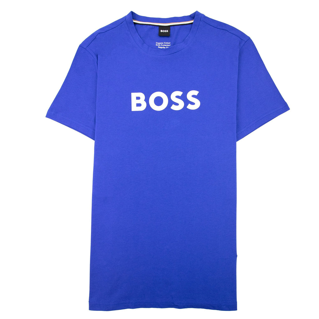 Hugo Boss Organic-cotton T-shirt With Contrast Logo Elec Blue