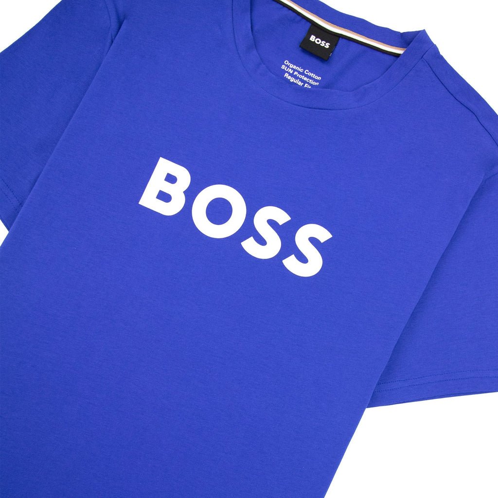 Hugo Boss Organic-cotton T-shirt With Contrast Logo Elec Blue