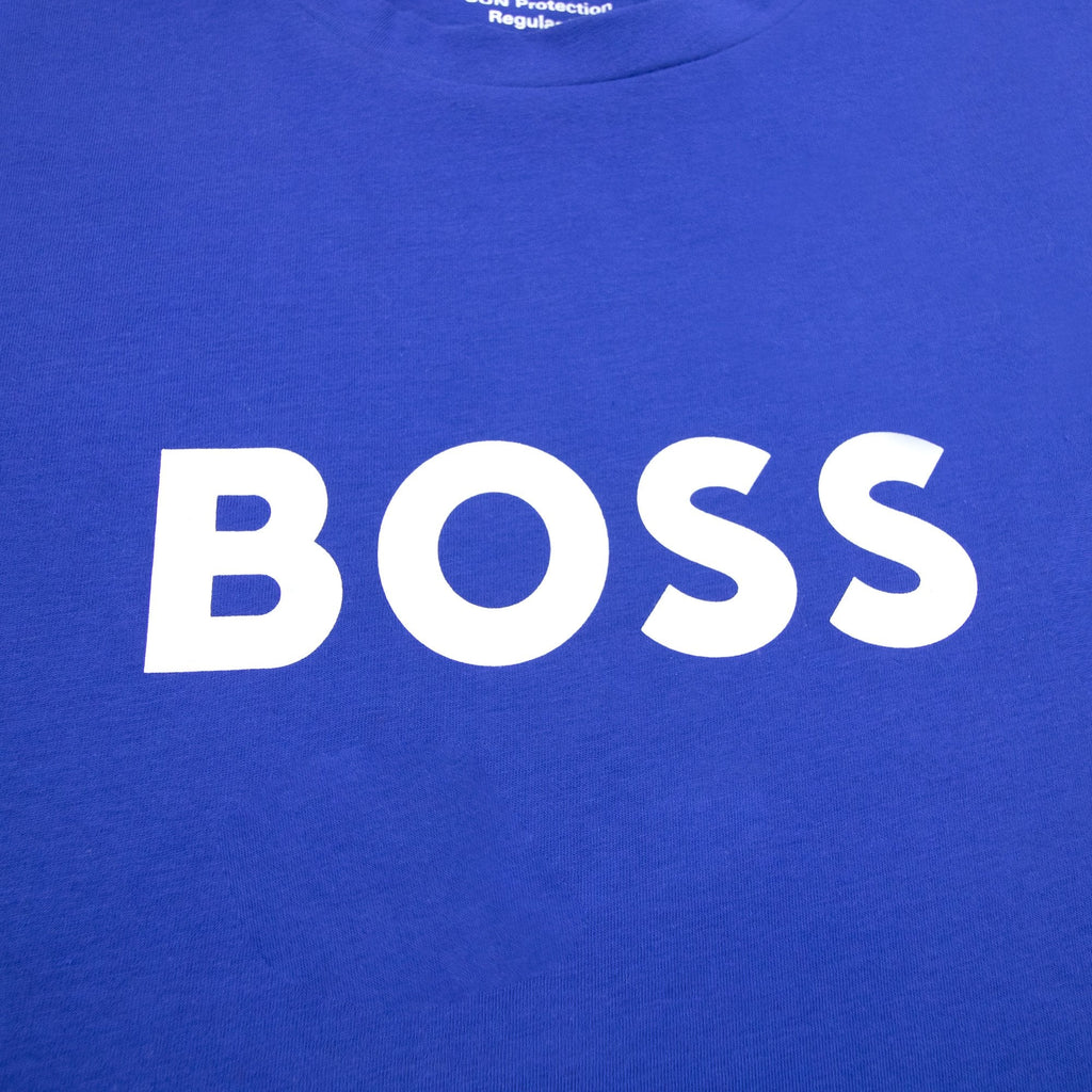 Hugo Boss Organic-cotton T-shirt With Contrast Logo Elec Blue