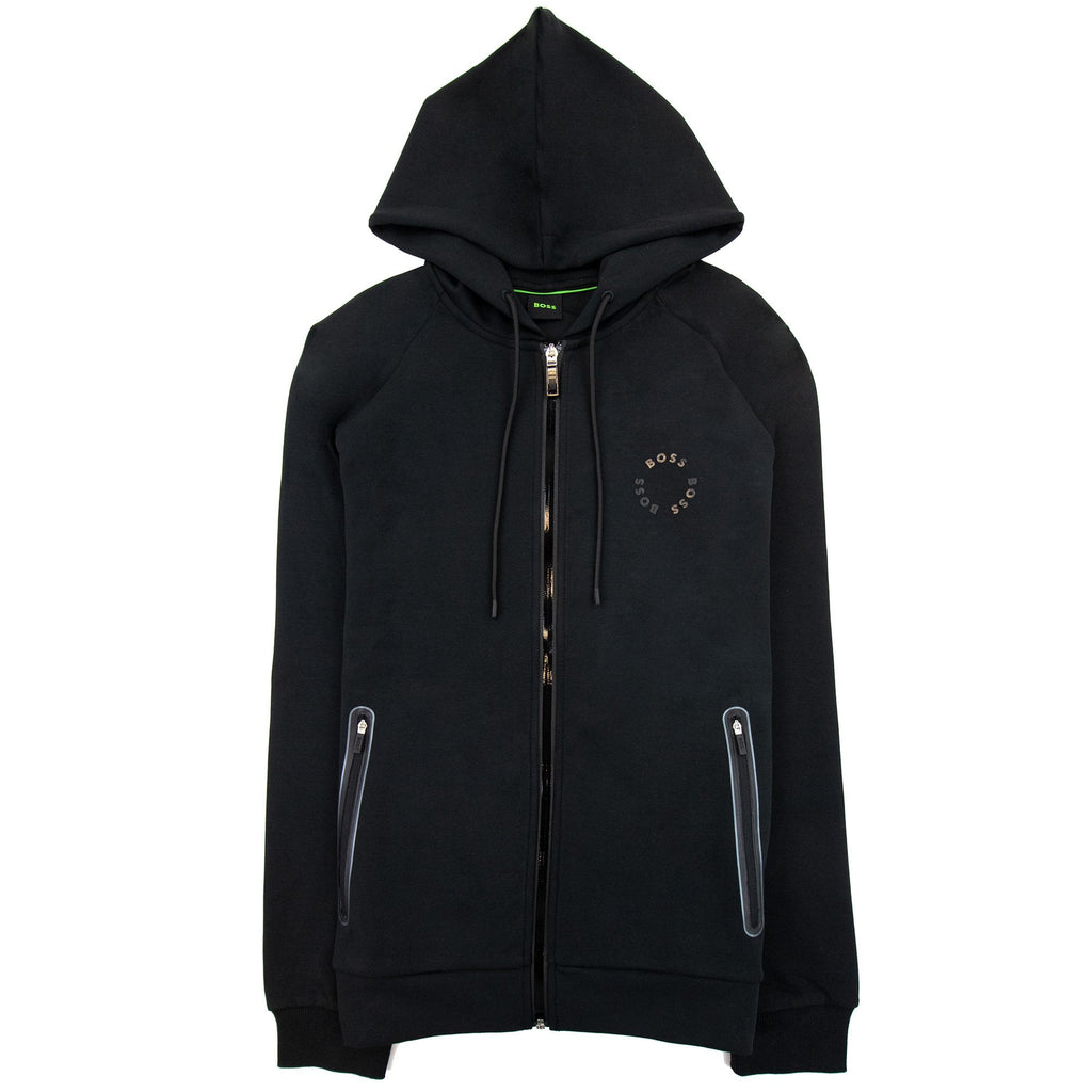 Hugo Boss Saggy 2 Cotton-blend Zip-up Hoodie With Raised Log Black 001