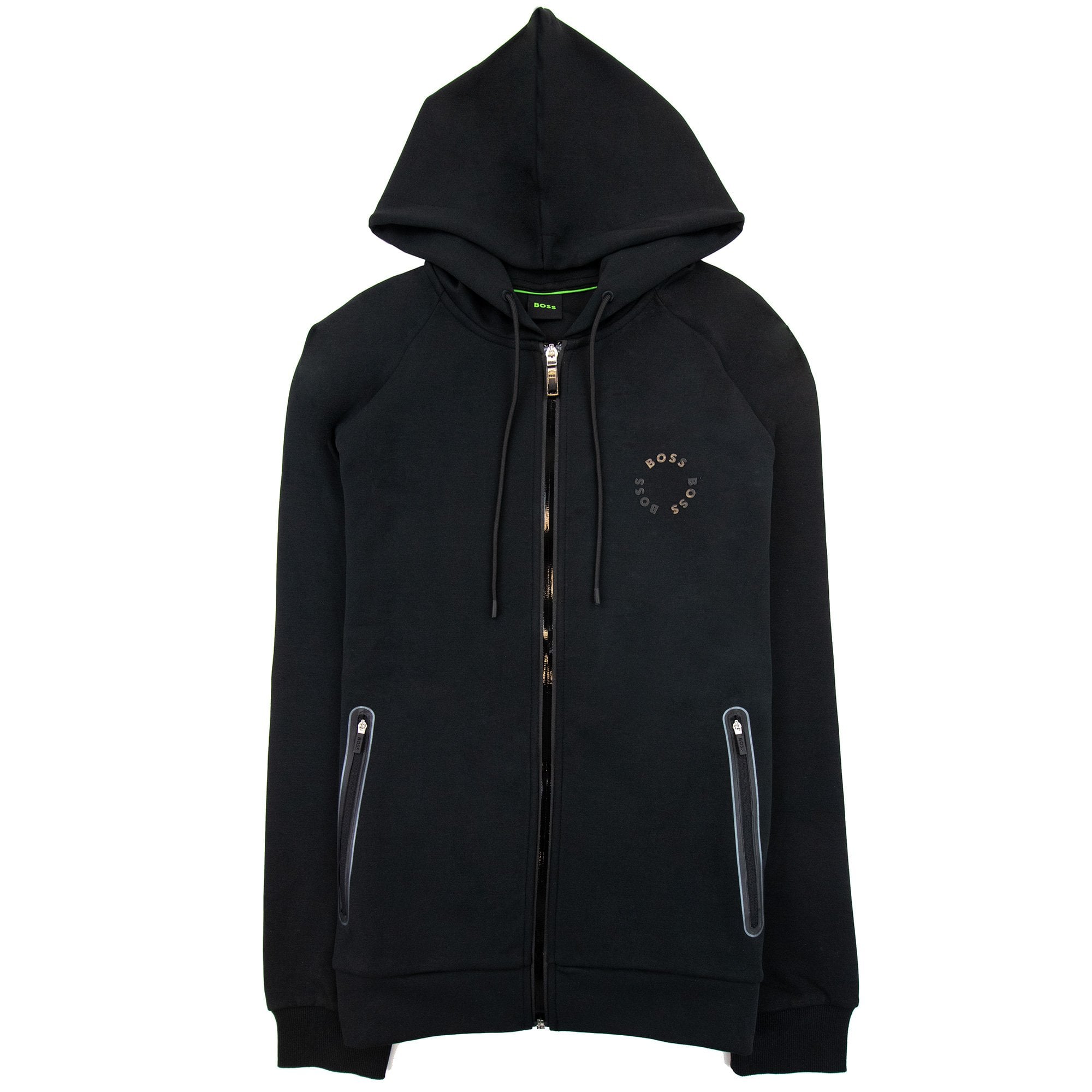 Hugo Boss Saggy 2 Cotton-blend Zip-up Hoodie With Raised Log Black 001