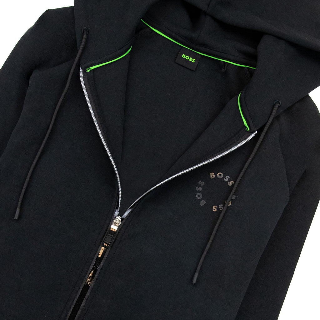 Hugo Boss Saggy 2 Cotton-blend Zip-up Hoodie With Raised Log Black 001