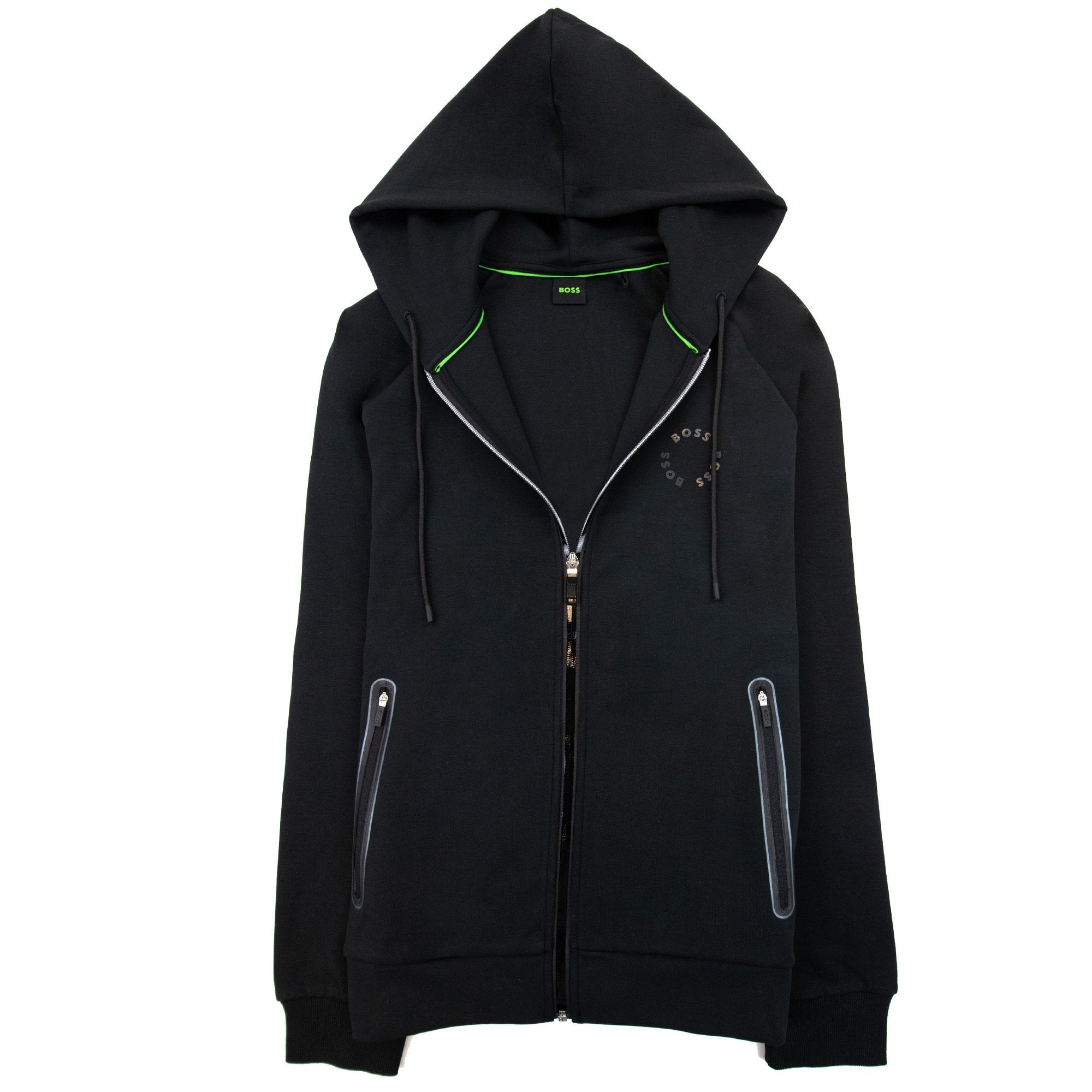 Hugo Boss Saggy 2 Cotton-blend Zip-up Hoodie With Raised Log Black 001