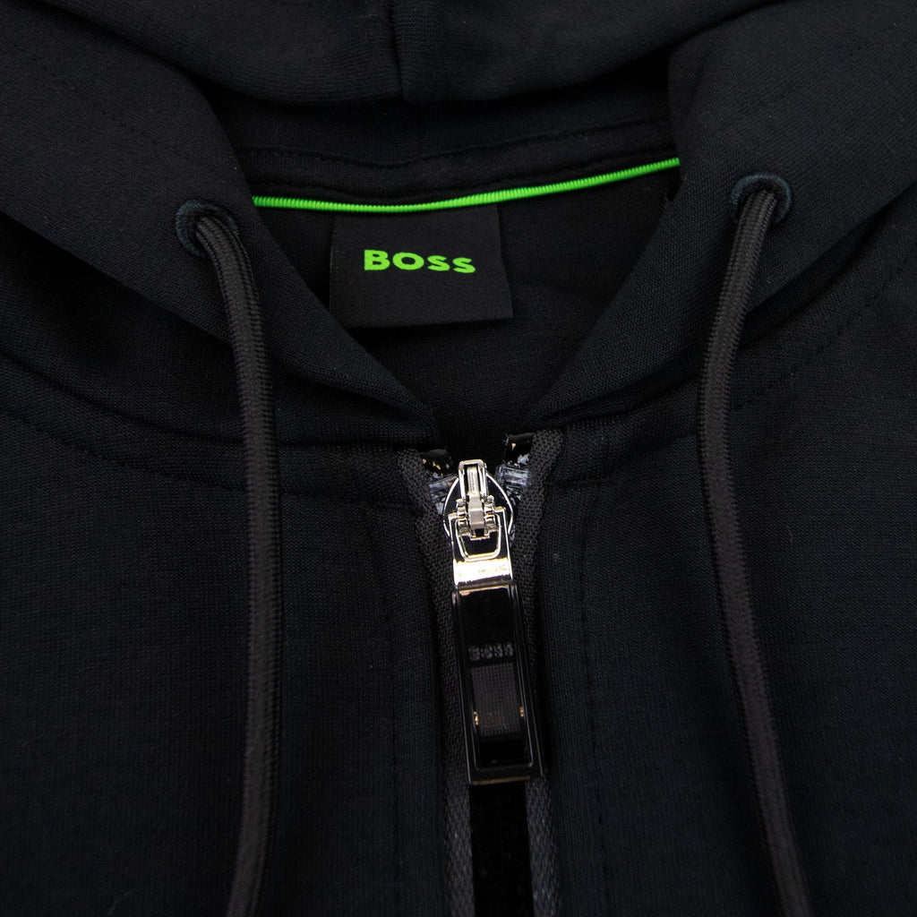 Hugo Boss Saggy 2 Cotton-blend Zip-up Hoodie With Raised Log Black 001