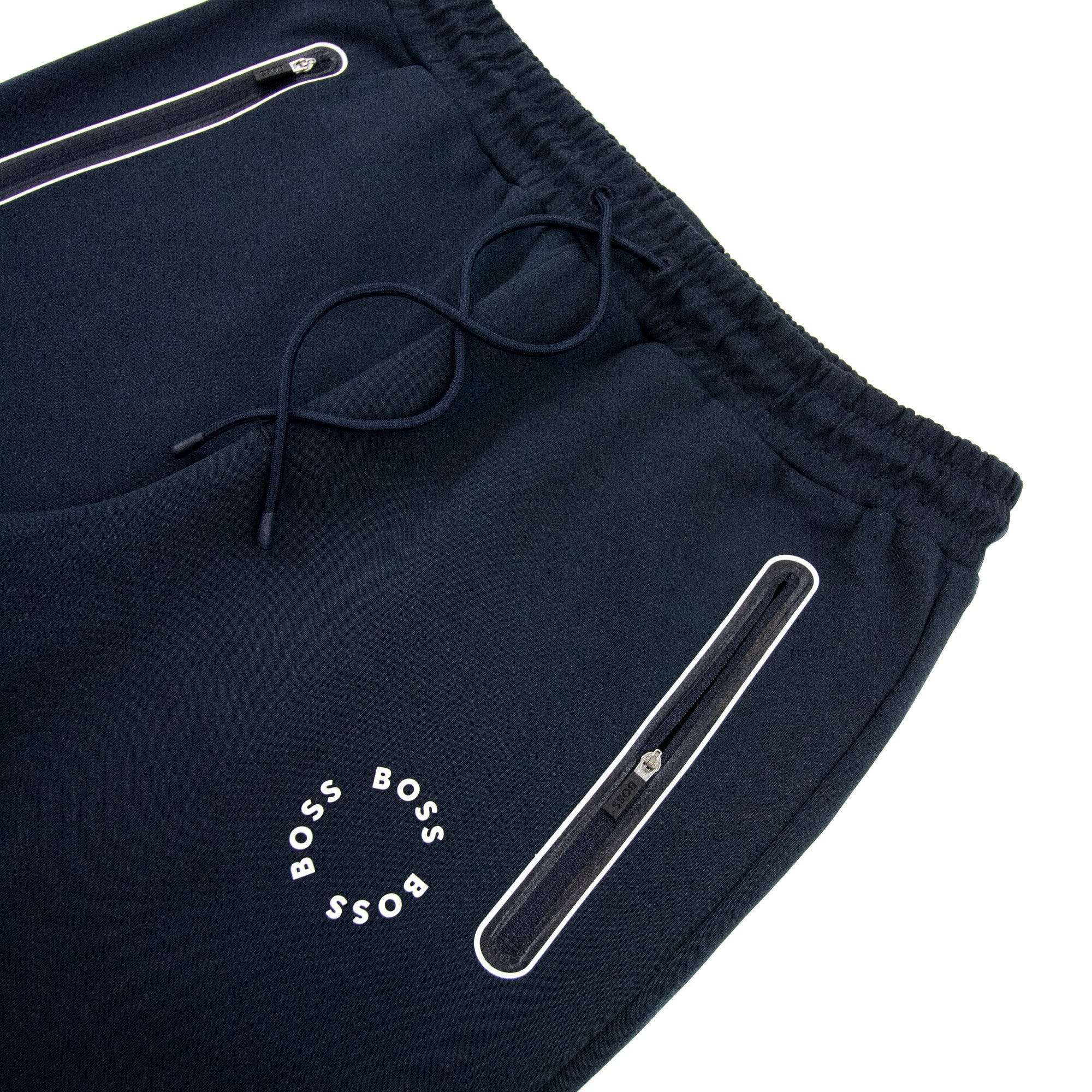 Hugo Boss Hadiko 2 Cotton-blend Tracksuit Bottoms With Raise Navy 402