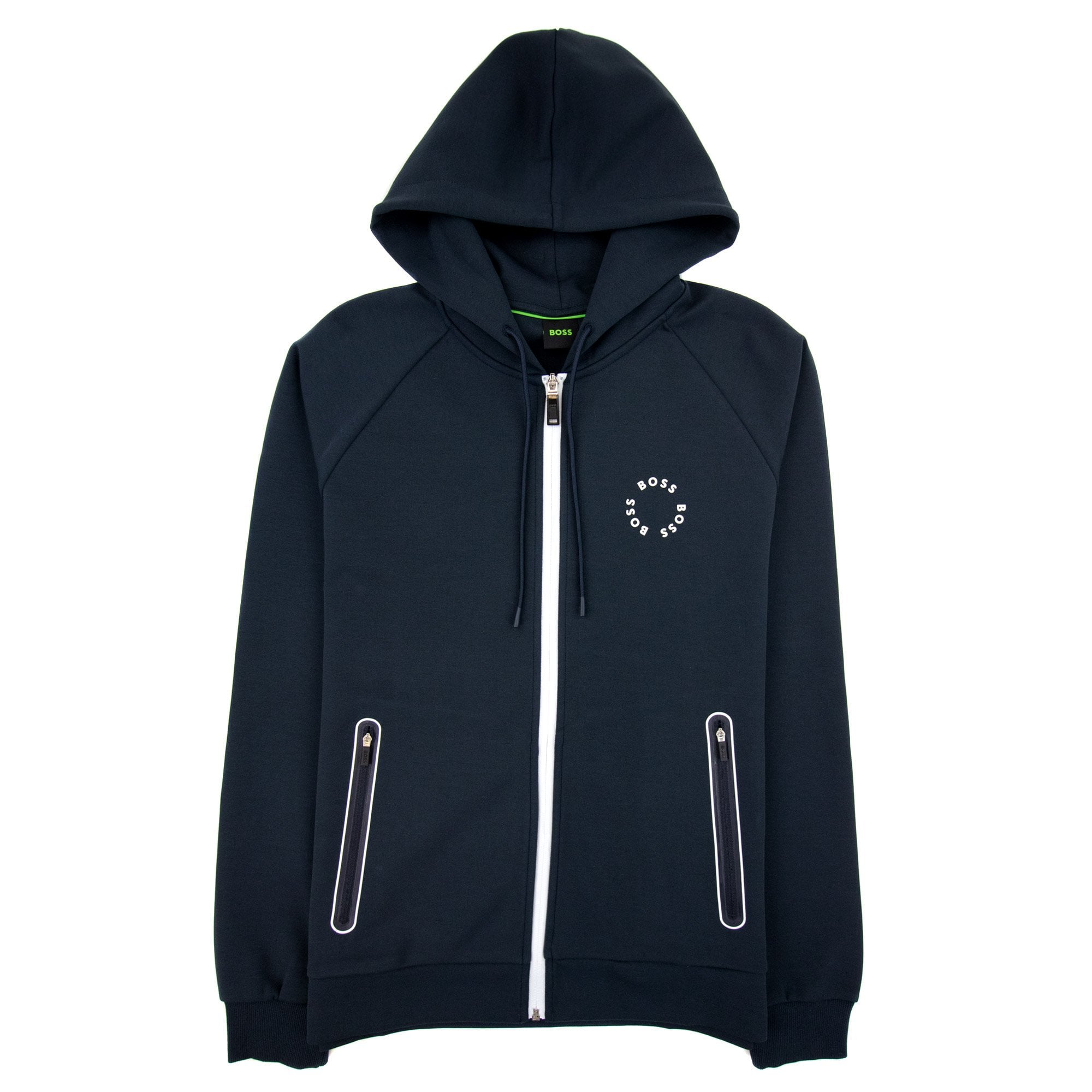 Hugo Boss Saggy 2 Cotton-blend Zip-up Hoodie With Raised Log Navy 402