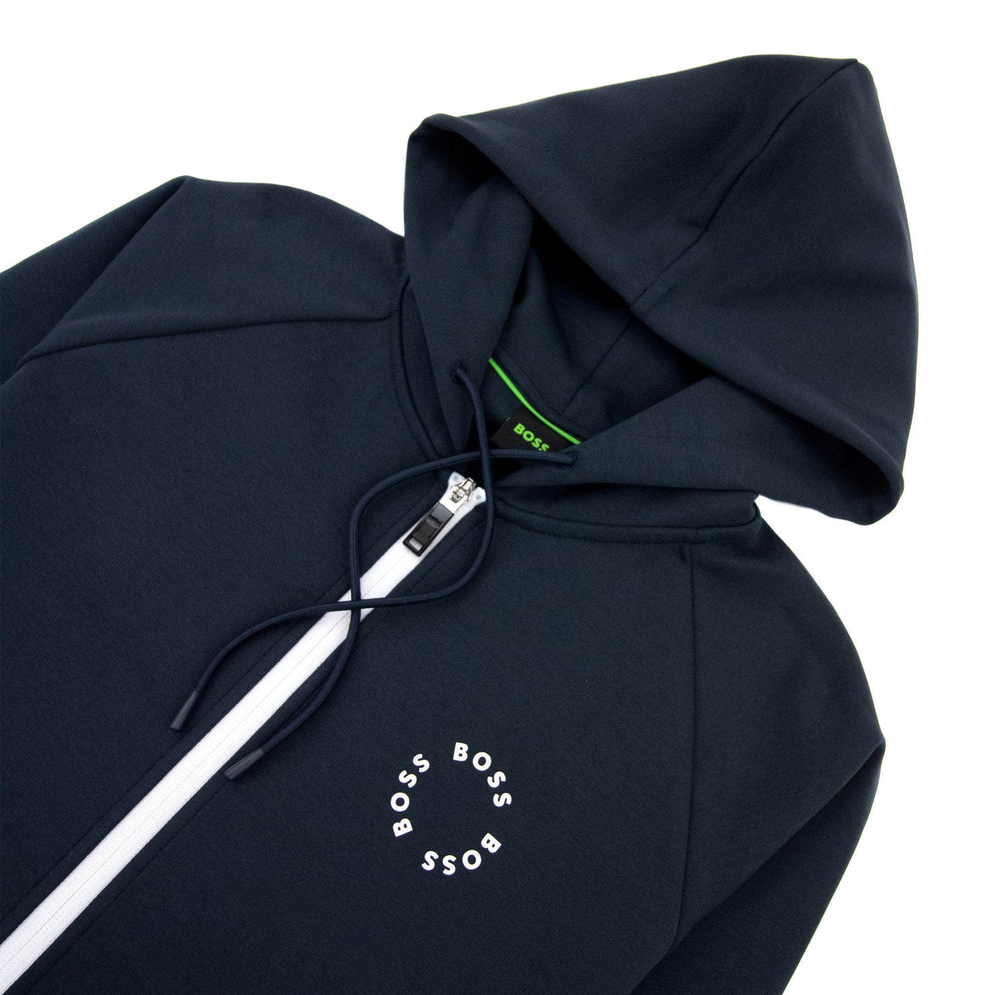 Hugo Boss Saggy 2 Cotton-blend Zip-up Hoodie With Raised Log Navy 402