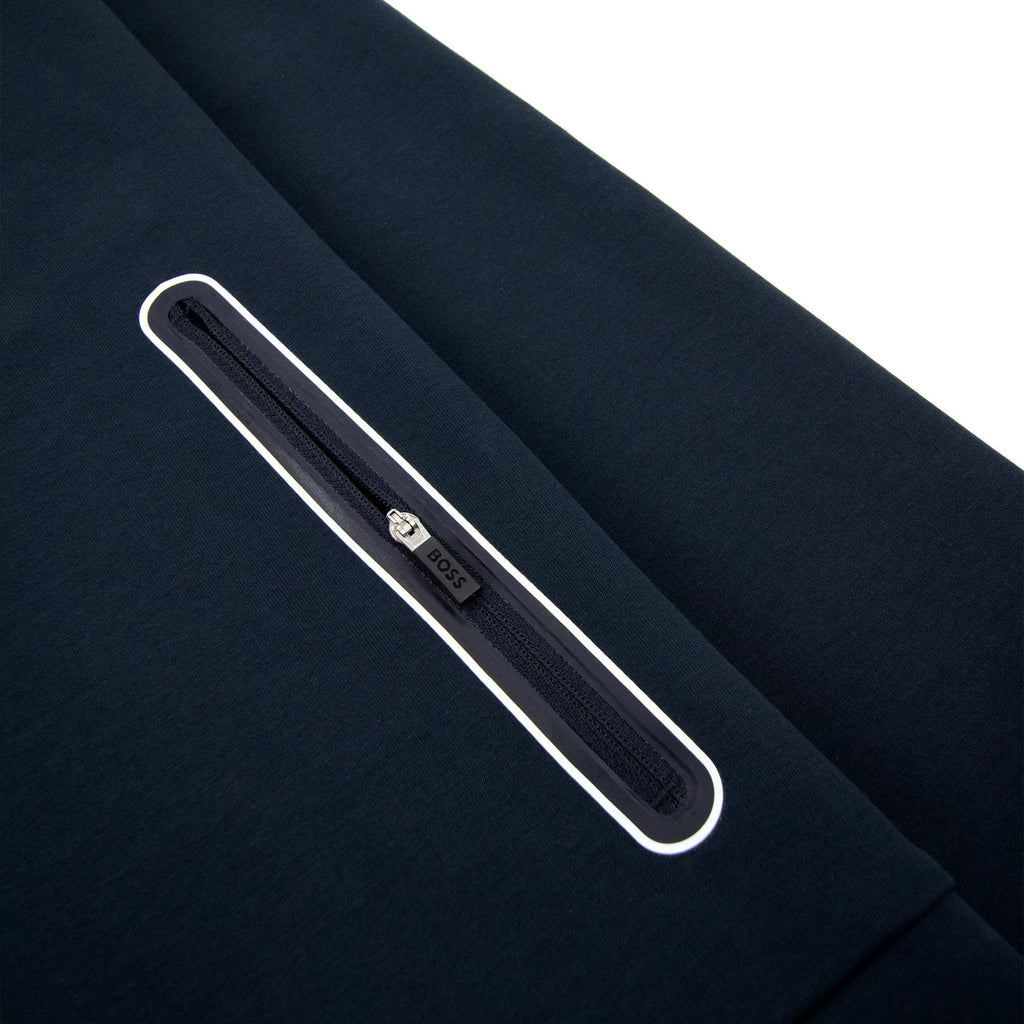 Hugo Boss Saggy 2 Cotton-blend Zip-up Hoodie With Raised Log Navy 402