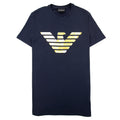 Emporio Armani Gold Eagle Logo T Shirt Navy Blue