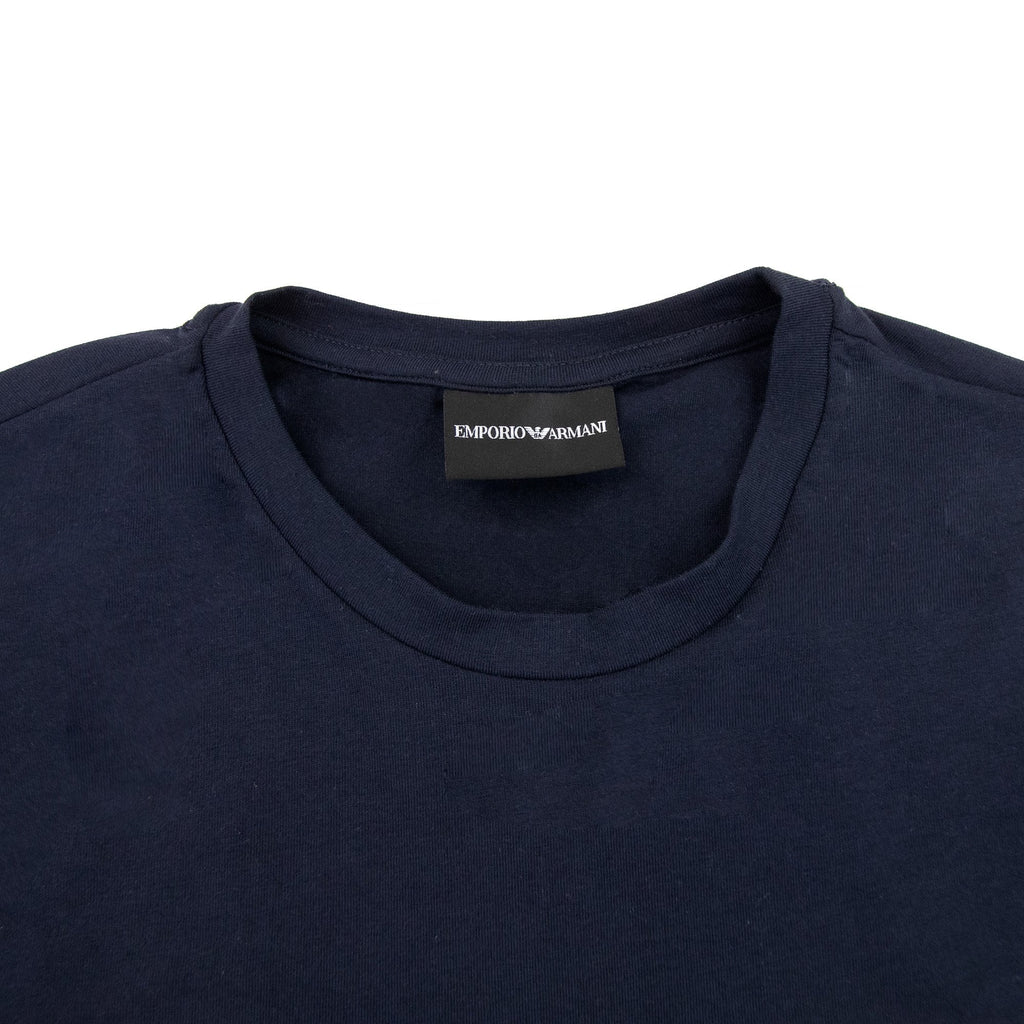 Emporio Armani Gold Eagle Logo T Shirt Navy Blue