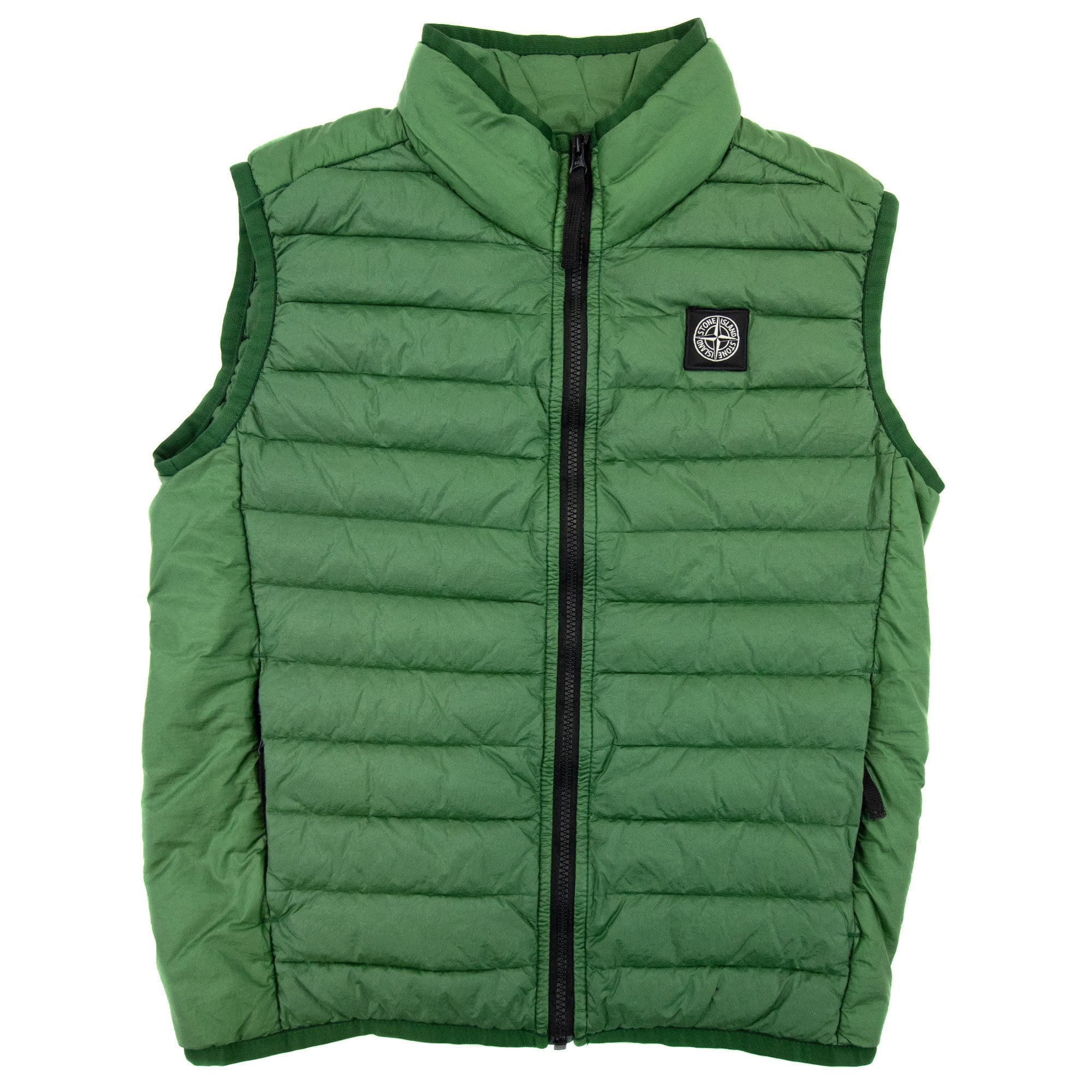 Stone Island Junior G0131 Loom Woven Nylon Gilet Bottle Green V0053
