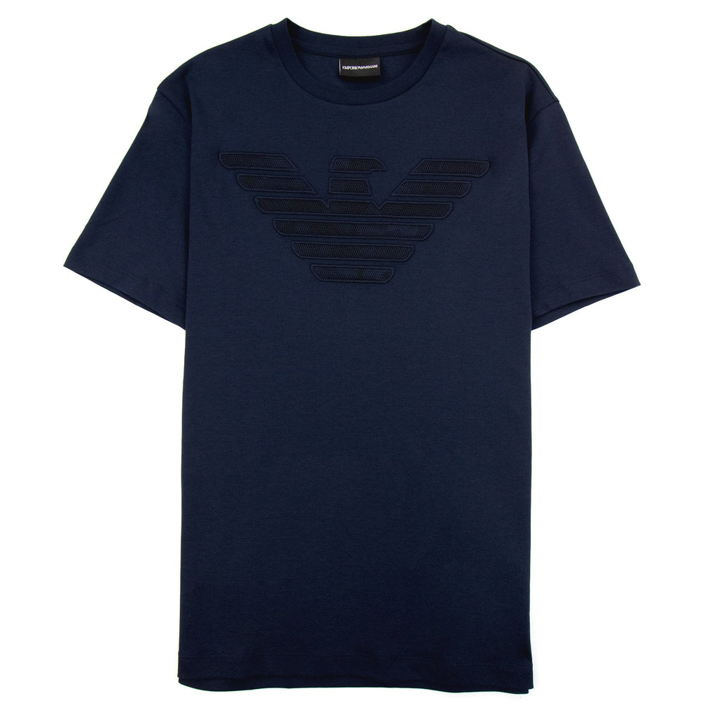 Emporio Armani Mesh Eagle Logo T Shirt Navy