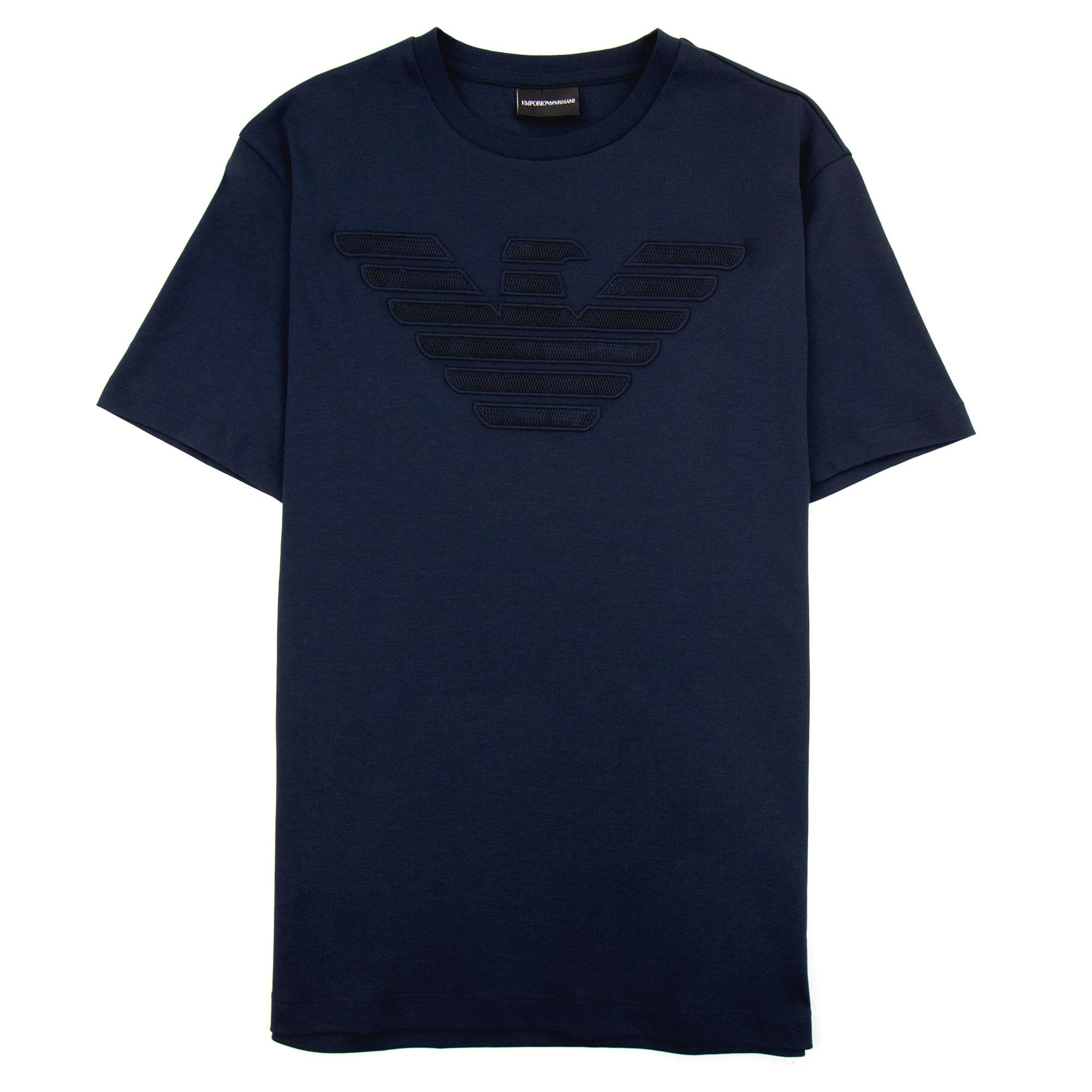Emporio Armani Mesh Eagle Logo T Shirt Navy