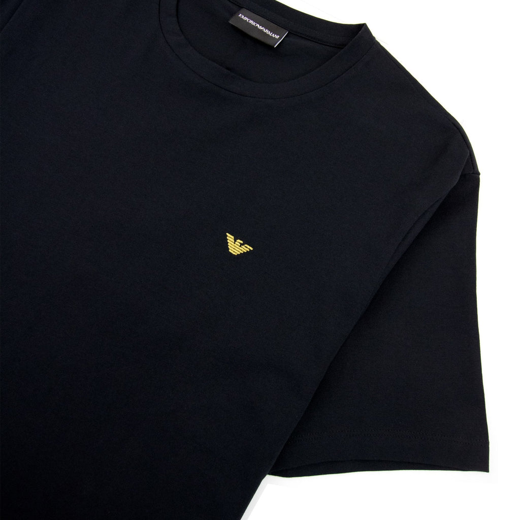 Emporio Armani Embroidered Eagle Logo T Shirt Black
