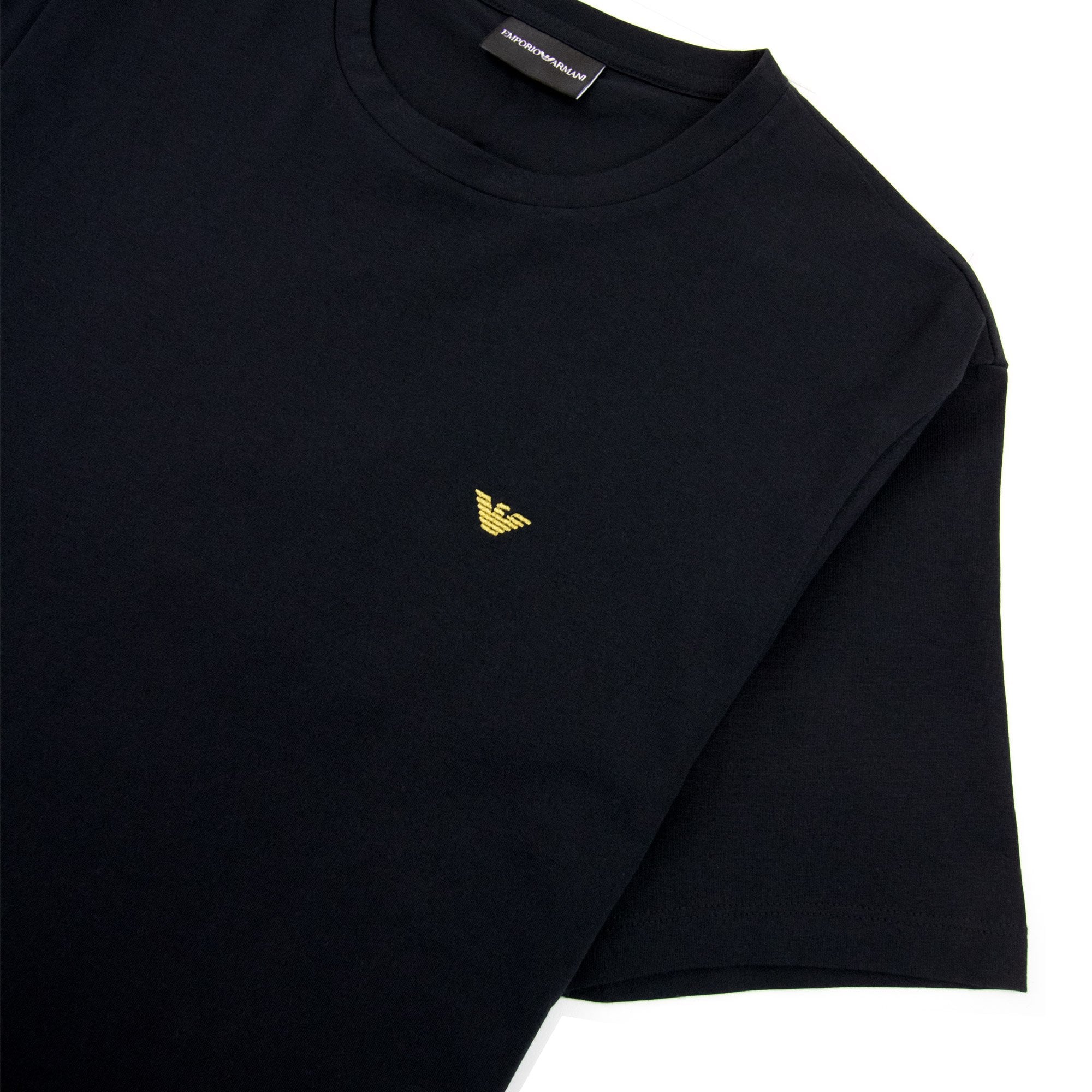 Emporio Armani Embroidered Eagle Logo T Shirt Black