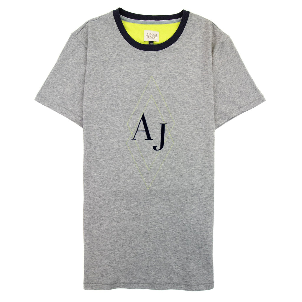 Armani Junior Aj Logo Crewneck T Shirt Grey Melange