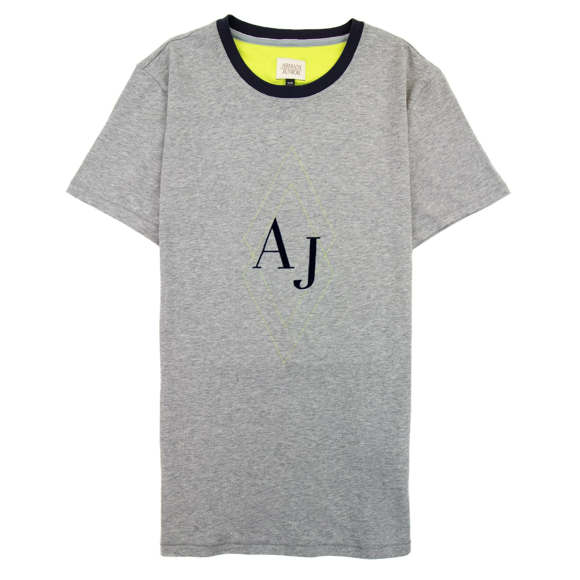 Armani Junior Aj Logo Crewneck T Shirt Grey Melange
