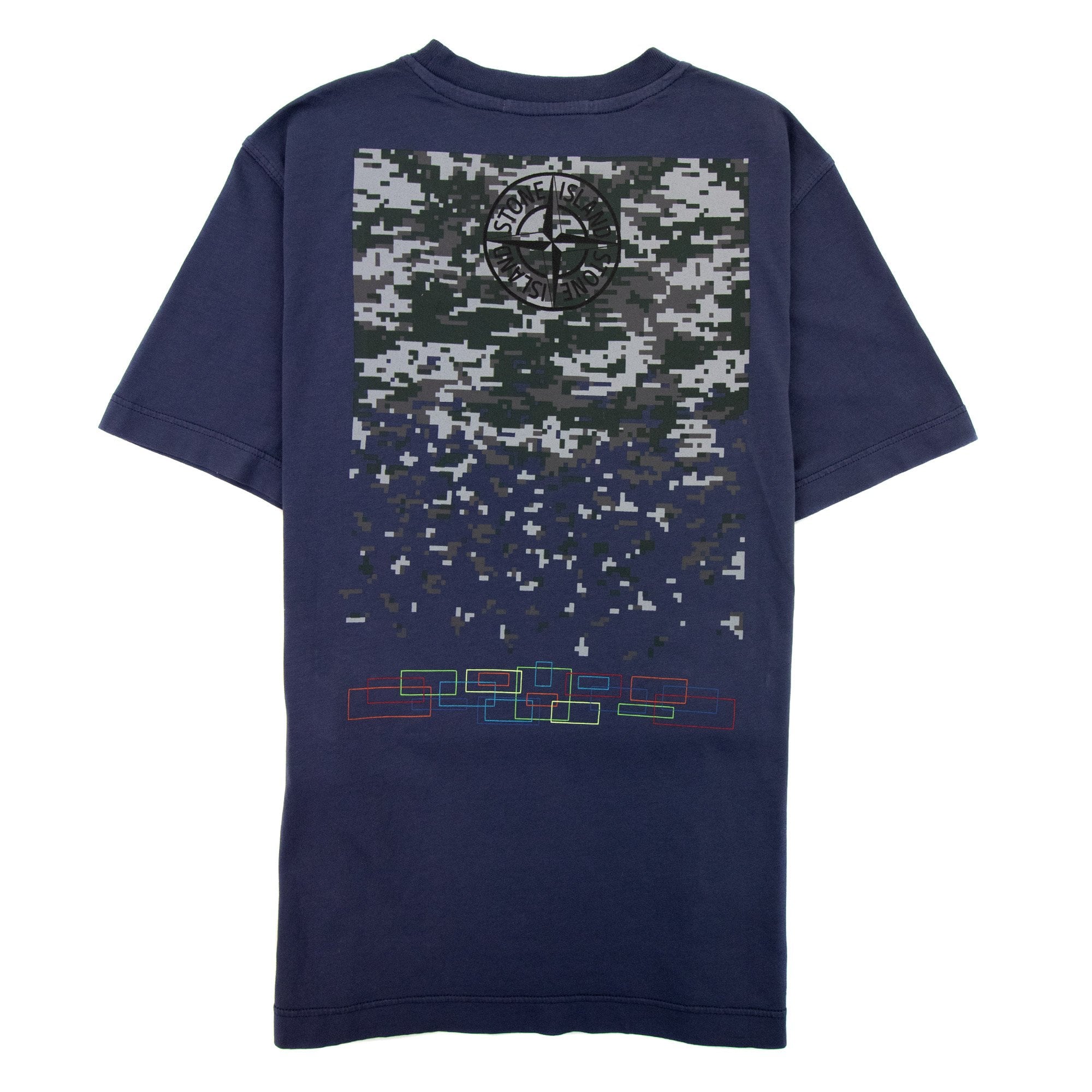 Stone Island Junior 21054 Logo T Shirt Navy Blue V0028