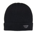 Emporio Armani Rubber Logo Beanie Black