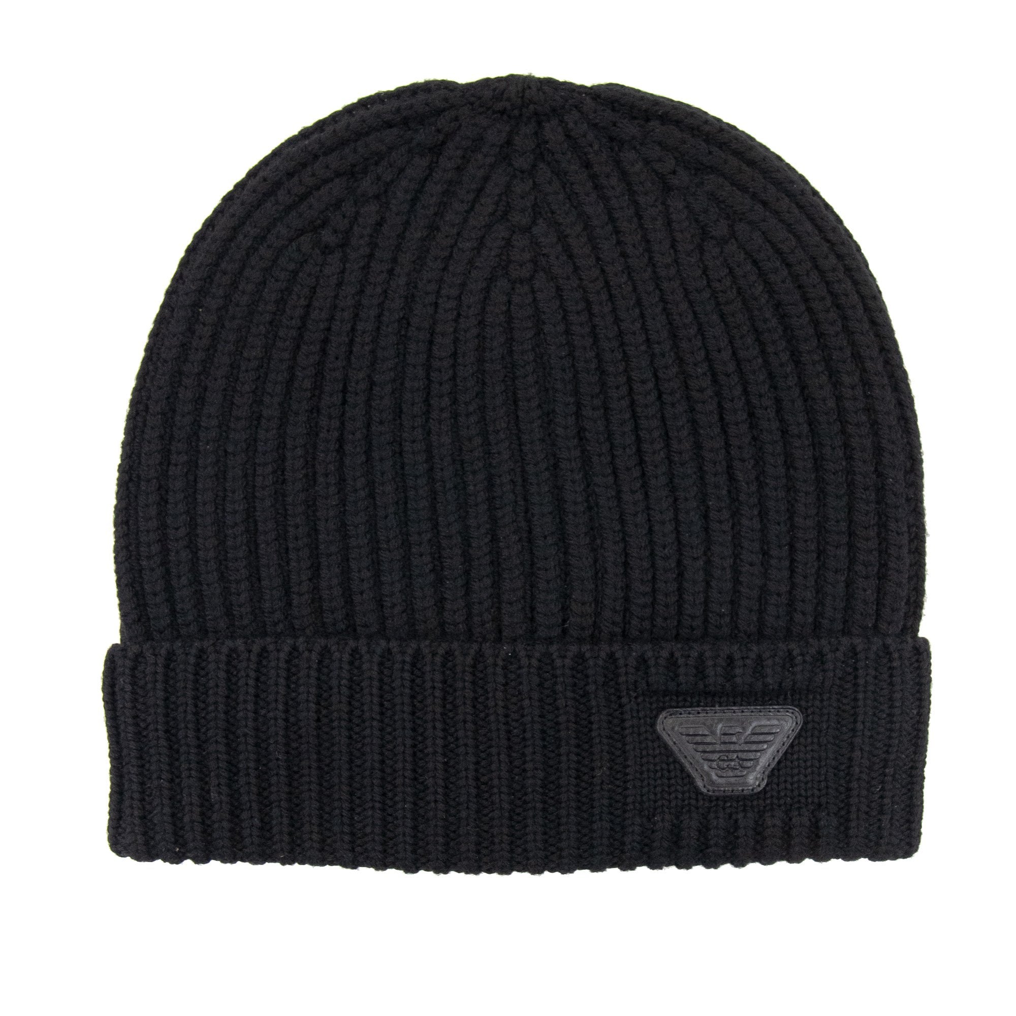Emporio Armani Rubber Logo Beanie Black