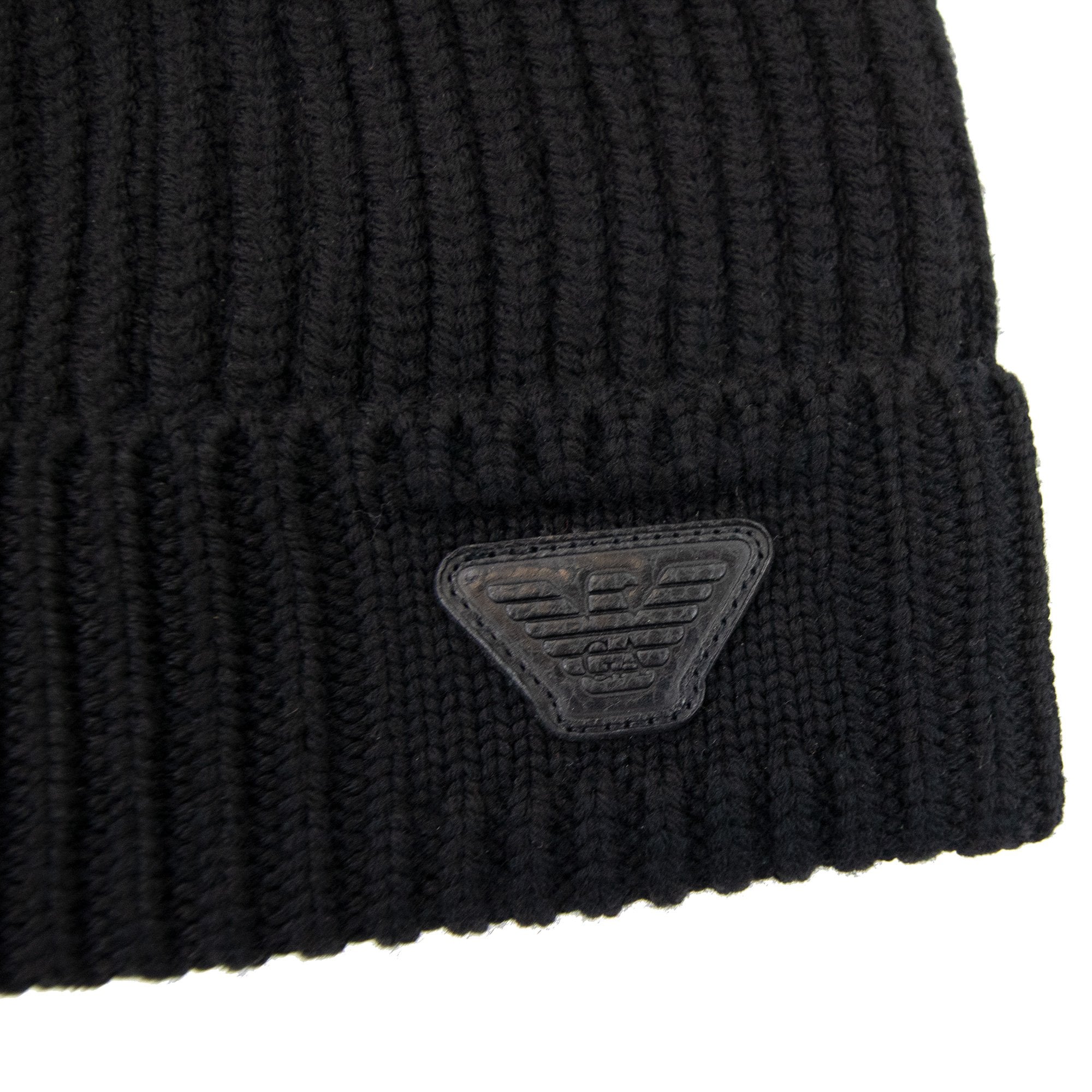 Emporio Armani Rubber Logo Beanie Black