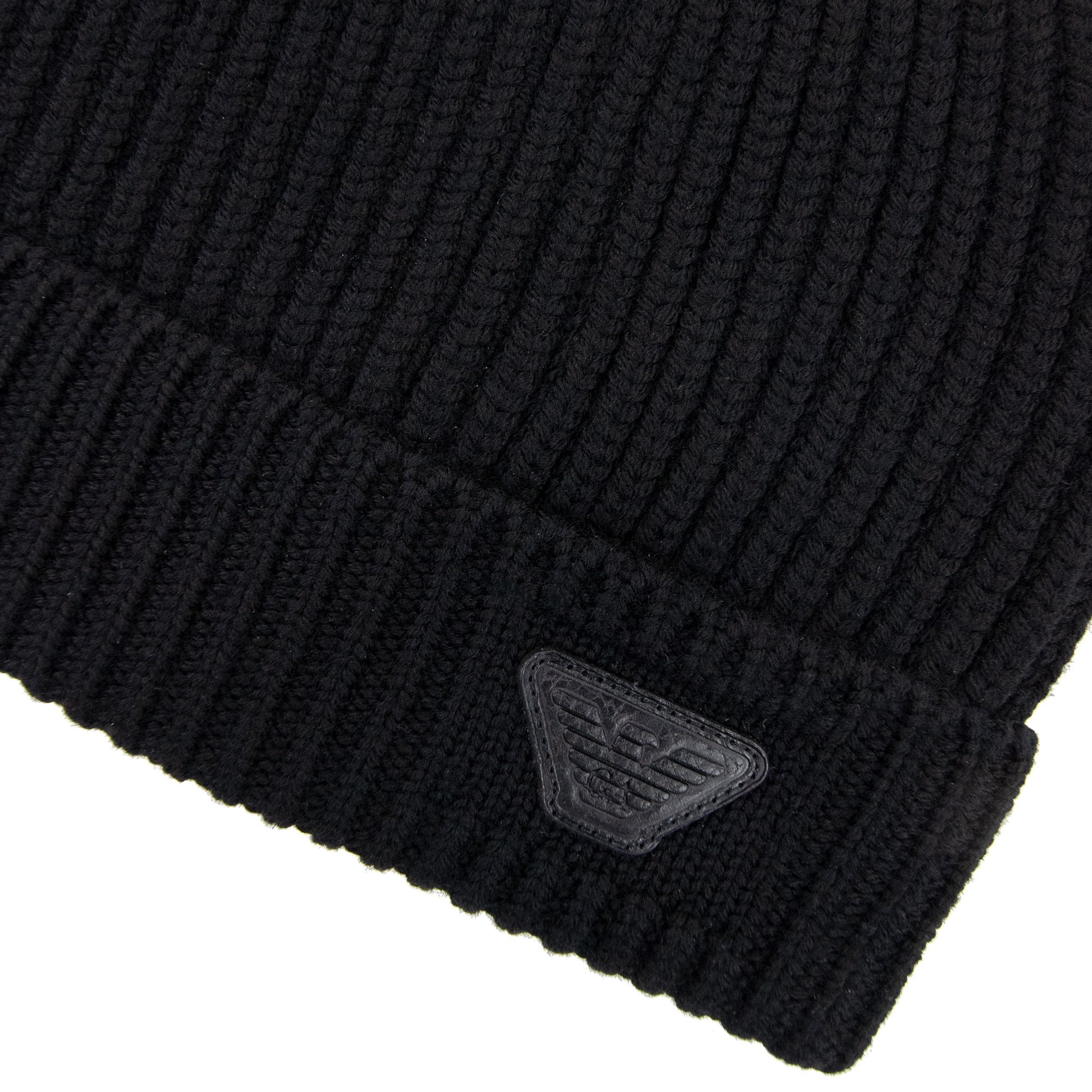 Emporio Armani Rubber Logo Beanie Black