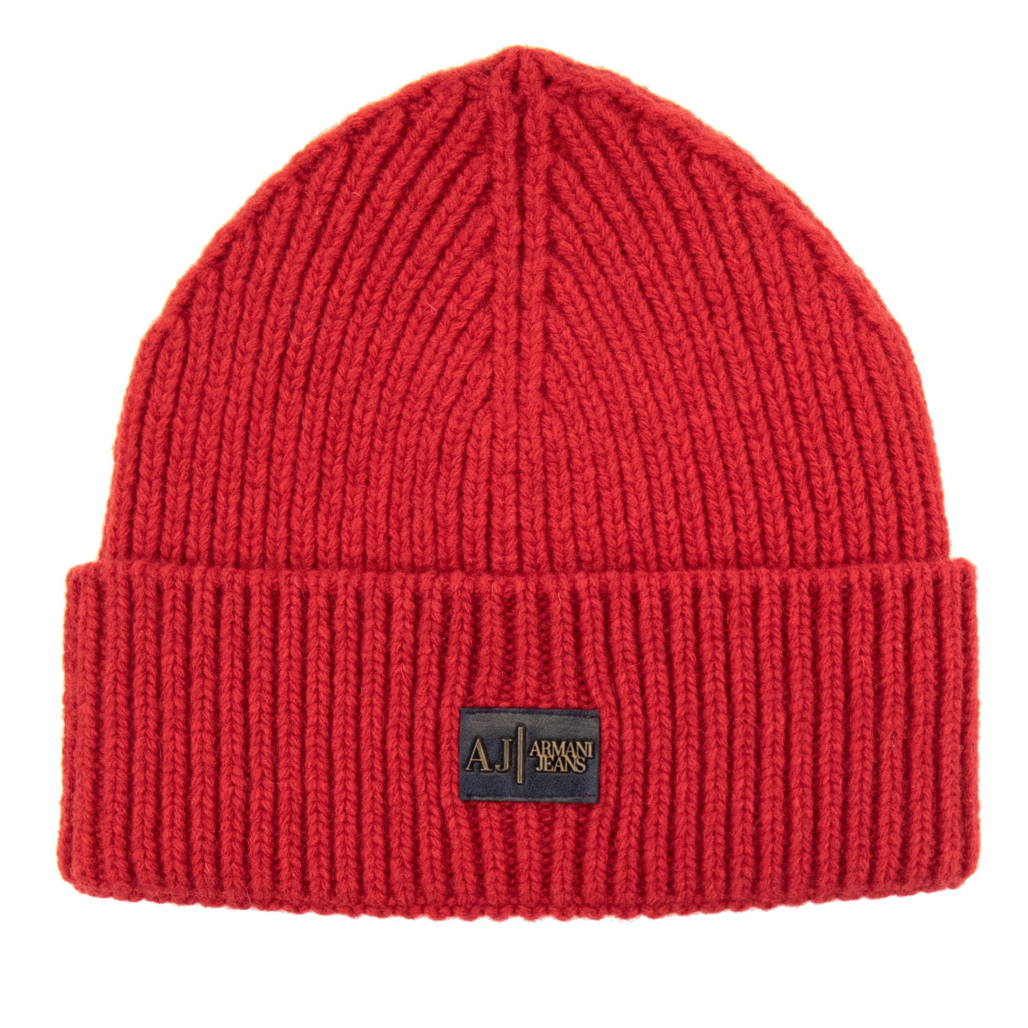 Armani Jeans Metal Logo Beanie Red