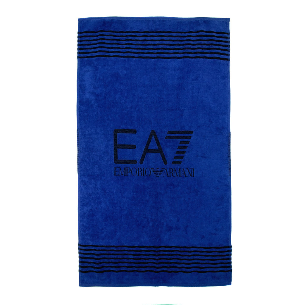 Ea7 Logo Cotton Gym Towel Blue