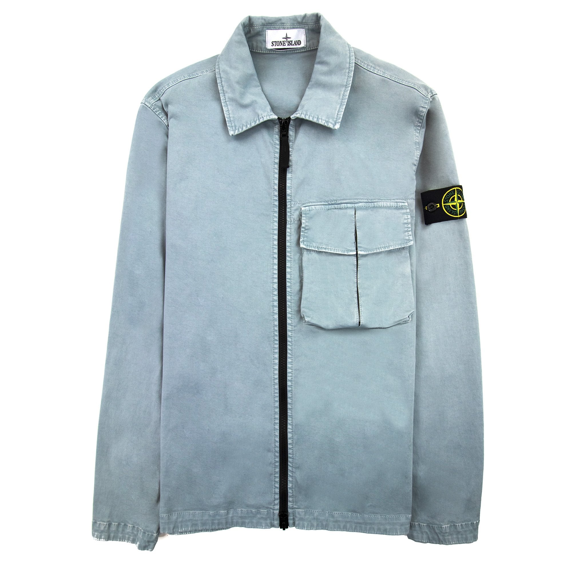 Stone Island 10304 Organic Cotton Old Treatment Overshirt Sky Blue V0141
