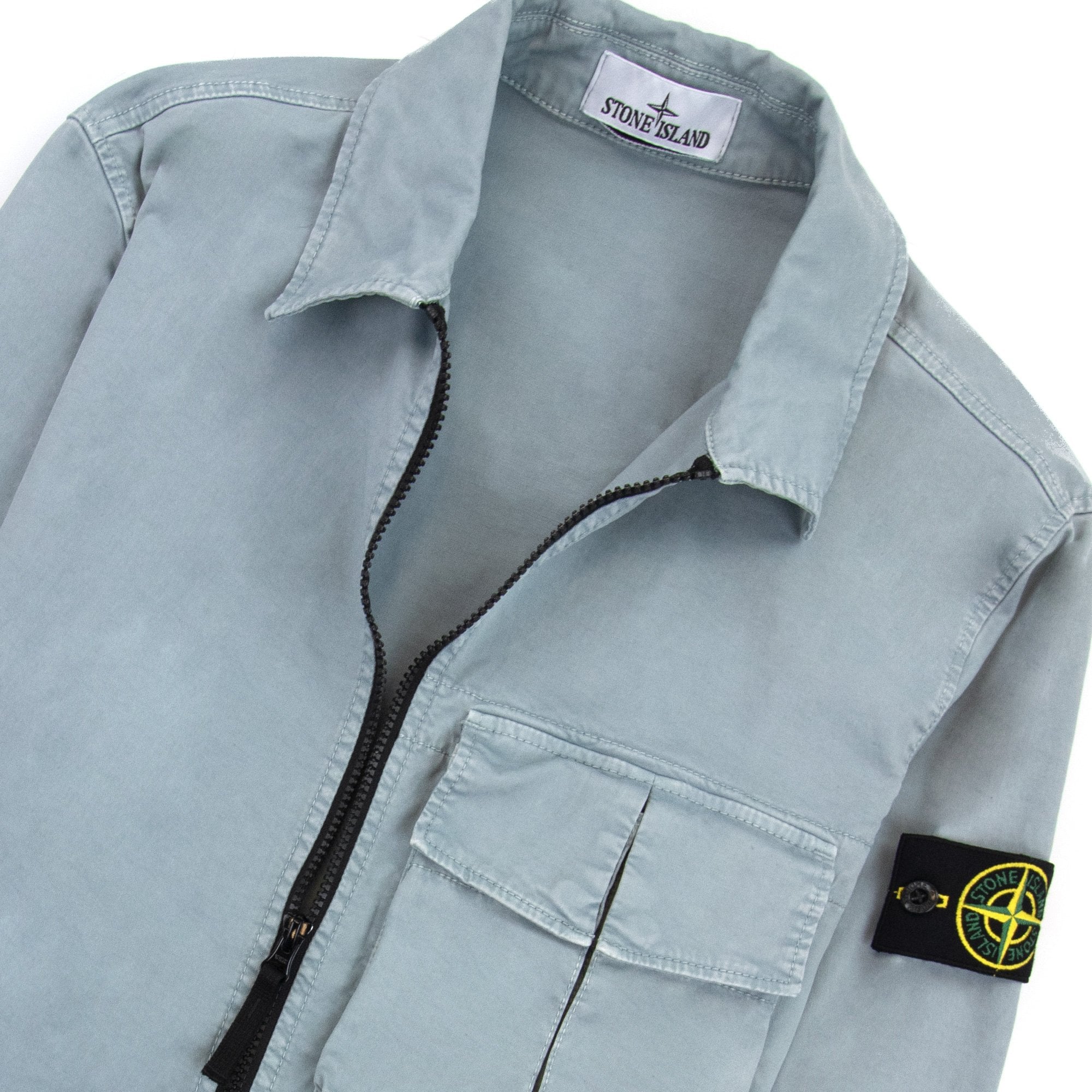 Stone Island 10304 Organic Cotton Old Treatment Overshirt Sky Blue V0141