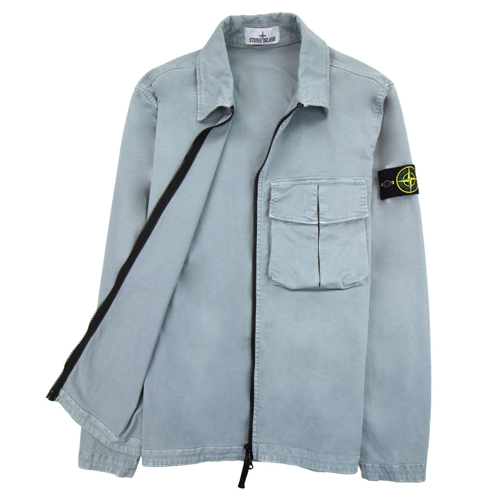 Stone Island 10304 Organic Cotton Old Treatment Overshirt Sky Blue V0141