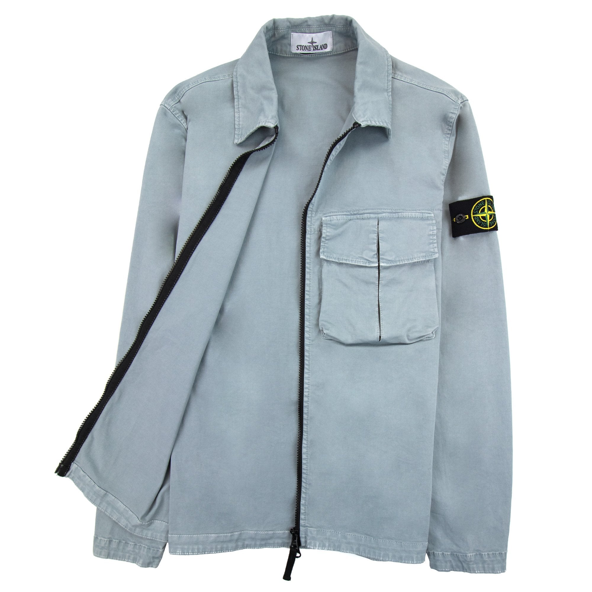 Stone Island 10304 Organic Cotton Old Treatment Overshirt Sky Blue V0141