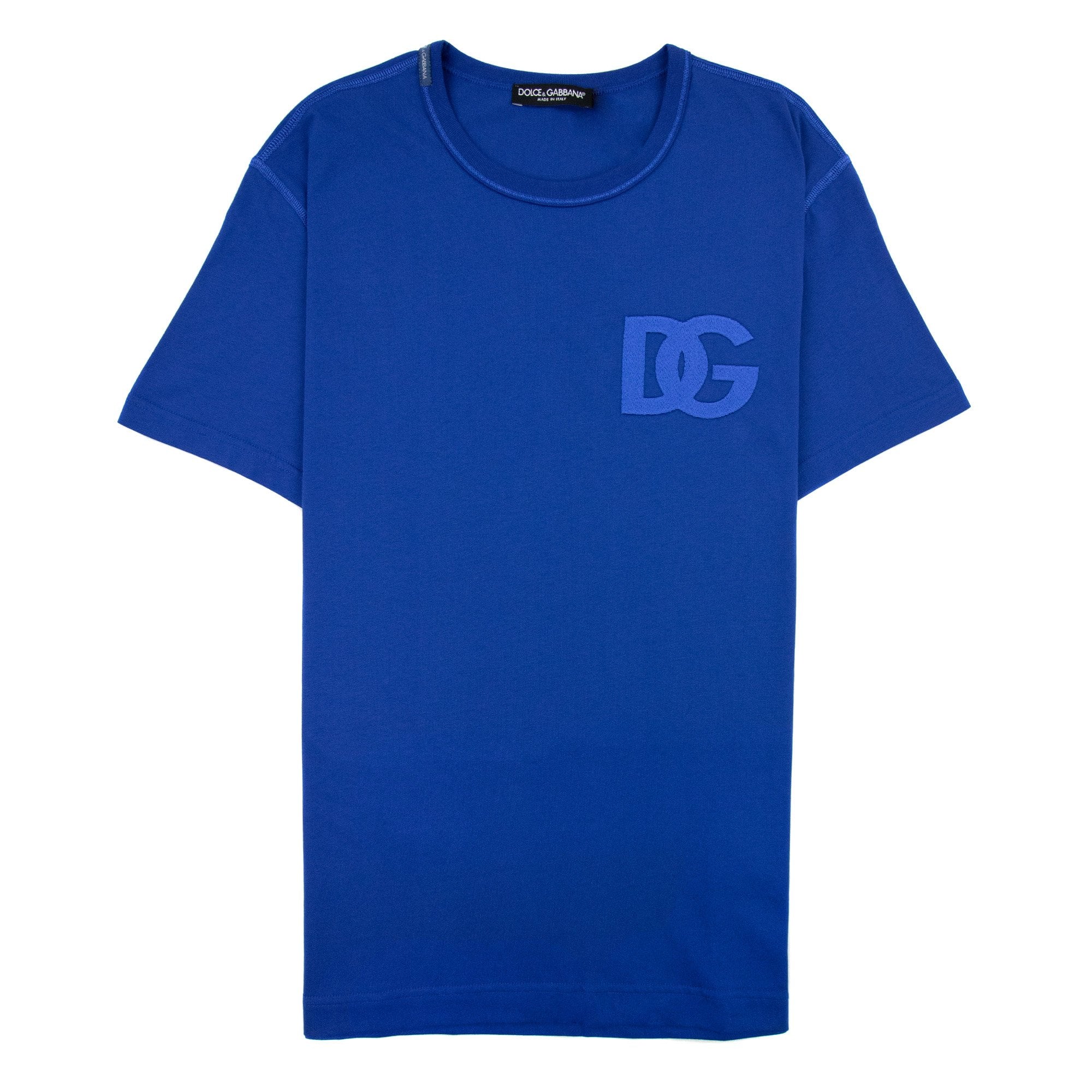 Dolce & Gabbana Cotton T-shirt With Dg Embroidery Elec Blue