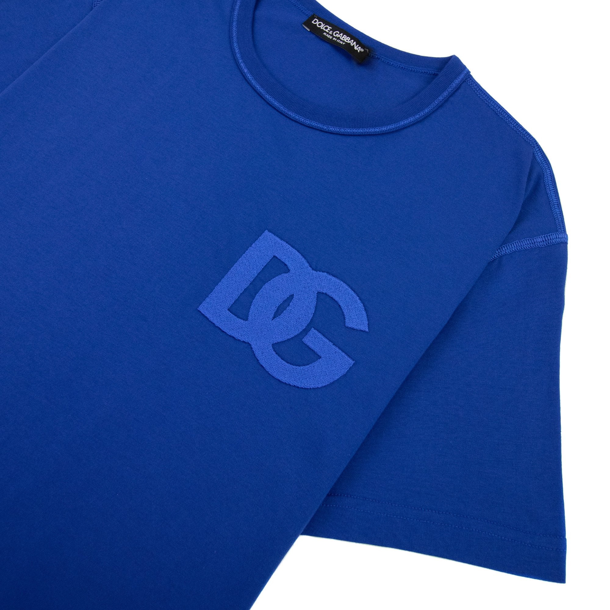 Dolce & Gabbana Cotton T-shirt With Dg Embroidery Elec Blue